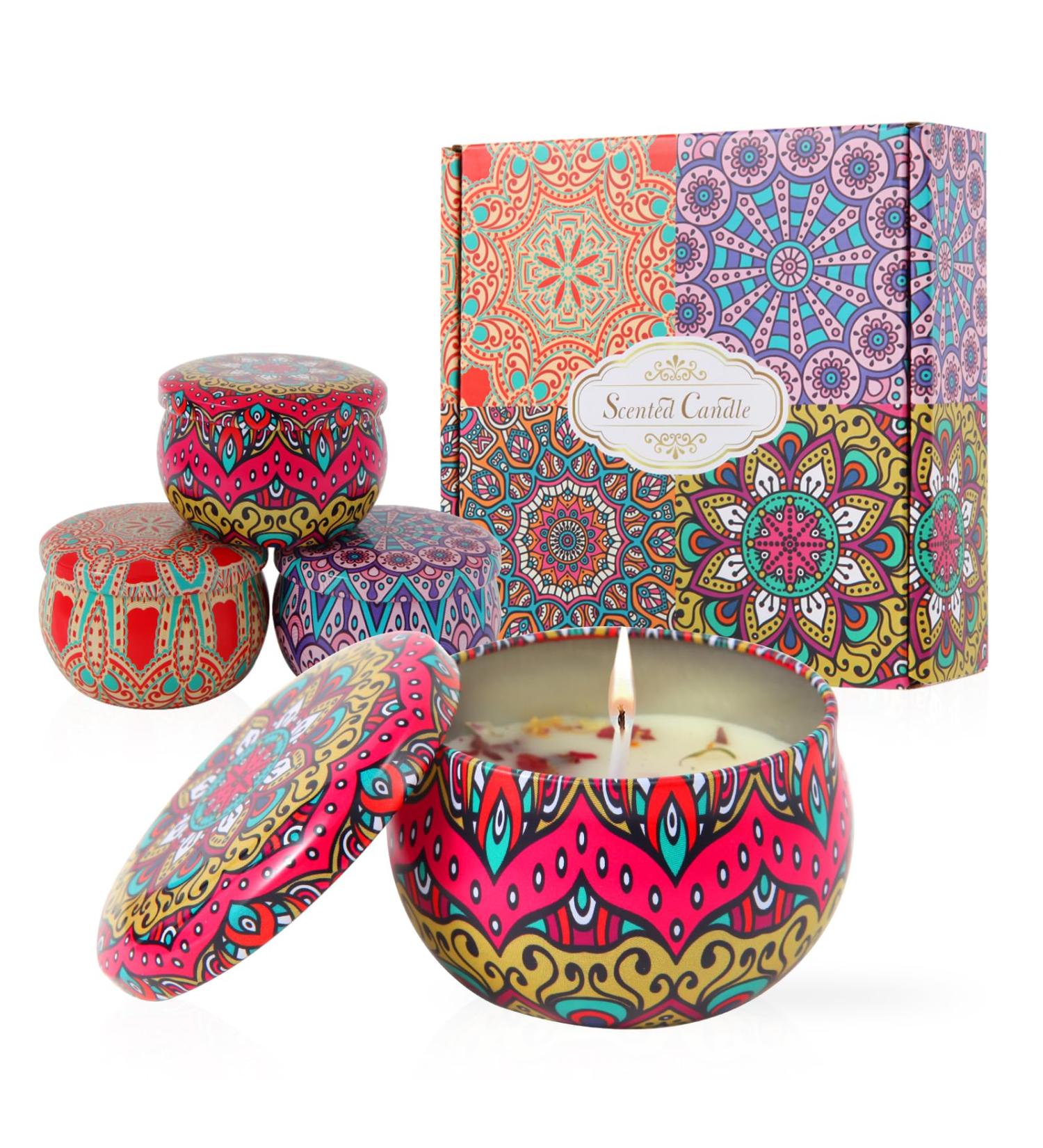 Scented Candles Gift Sets for Women Soy Wax Aromatherapy with Lavender Lemon Cocoa Rose Scents for Birthday Friendship Home Decor Mother's Day. - Buy Online on GoSupps.com