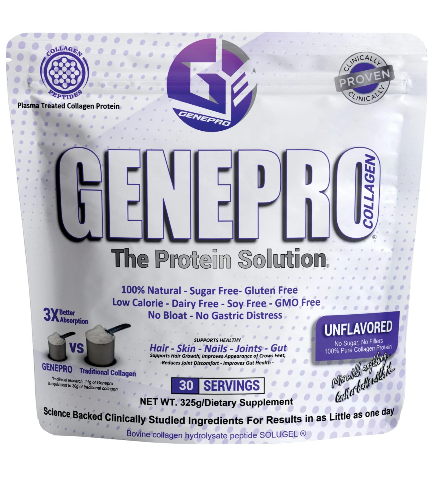 GENEPRO GEN. 3 Musclegen Research Unflavored Protein Powder with Collagen Peptides - Lactose-Free Gluten-Free Protein Supplement Shake for Hair Skin and Nails (30 Servings) - Buy Online on GoSupps.com