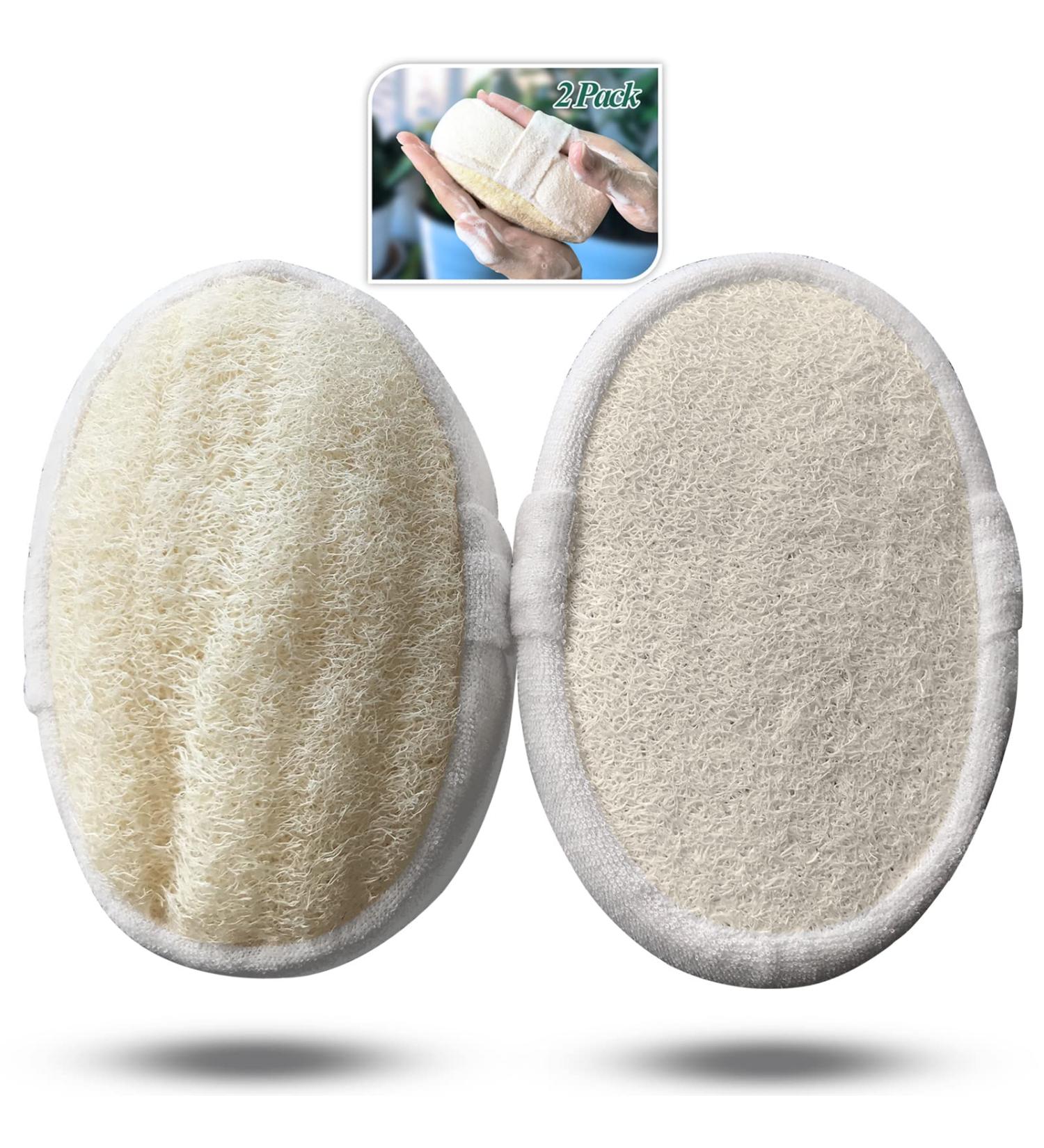 2 Pack Exfoliating Loofah Sponges - Natural Body Scrubber for Bath Spa Skin Care - Organic Men Women - Buy Online on GoSupps.com