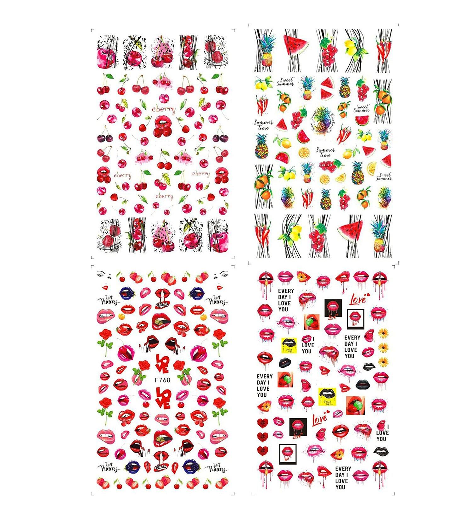 4Sheets Easy To Use Fruit Nail Art 3D Self-Adhesive Design Sticker Nail Stickers Decoration - Buy Online on GoSupps.com