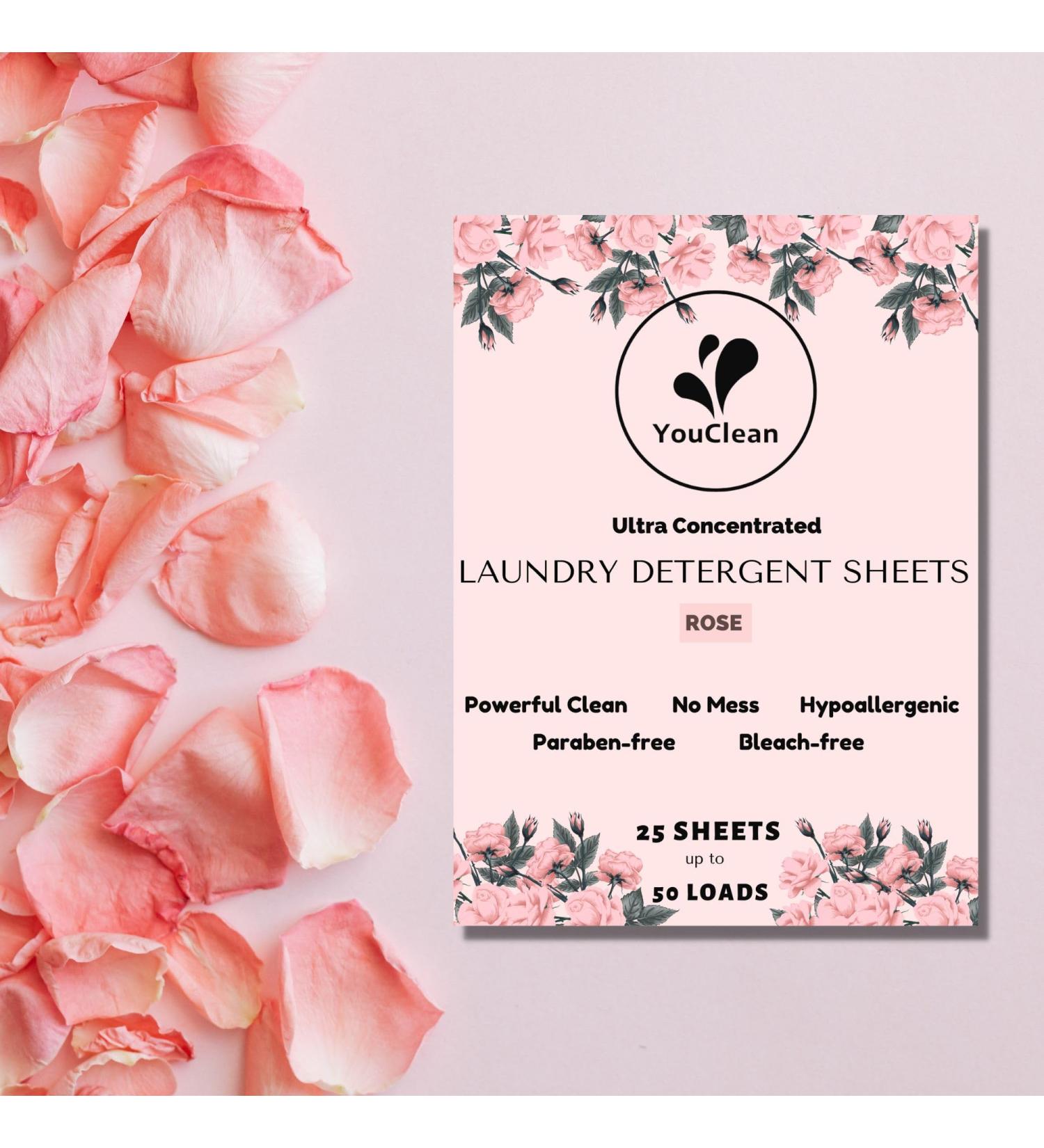 25 Laundry Detergent Sheets - Eco-Friendly Hypoallergenic Biodegradable - Perfect for Travel or College - 50 Loads (Rose - Buy Online on GoSupps.com