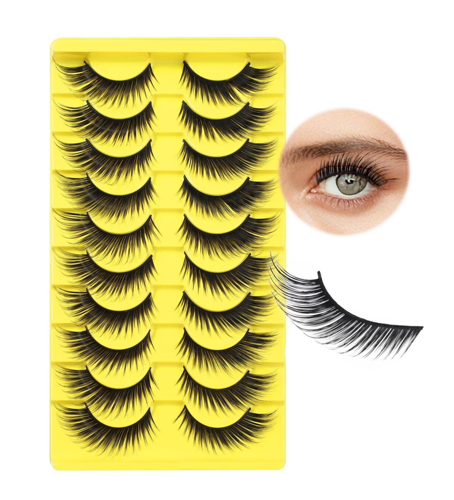 Natural Cat Eye Lashes - 3D Wispy Fox Eye Fake Lashes | Reusable Soft & Lightweight | 10 Pairs for Beginners - Buy Online on GoSupps.com