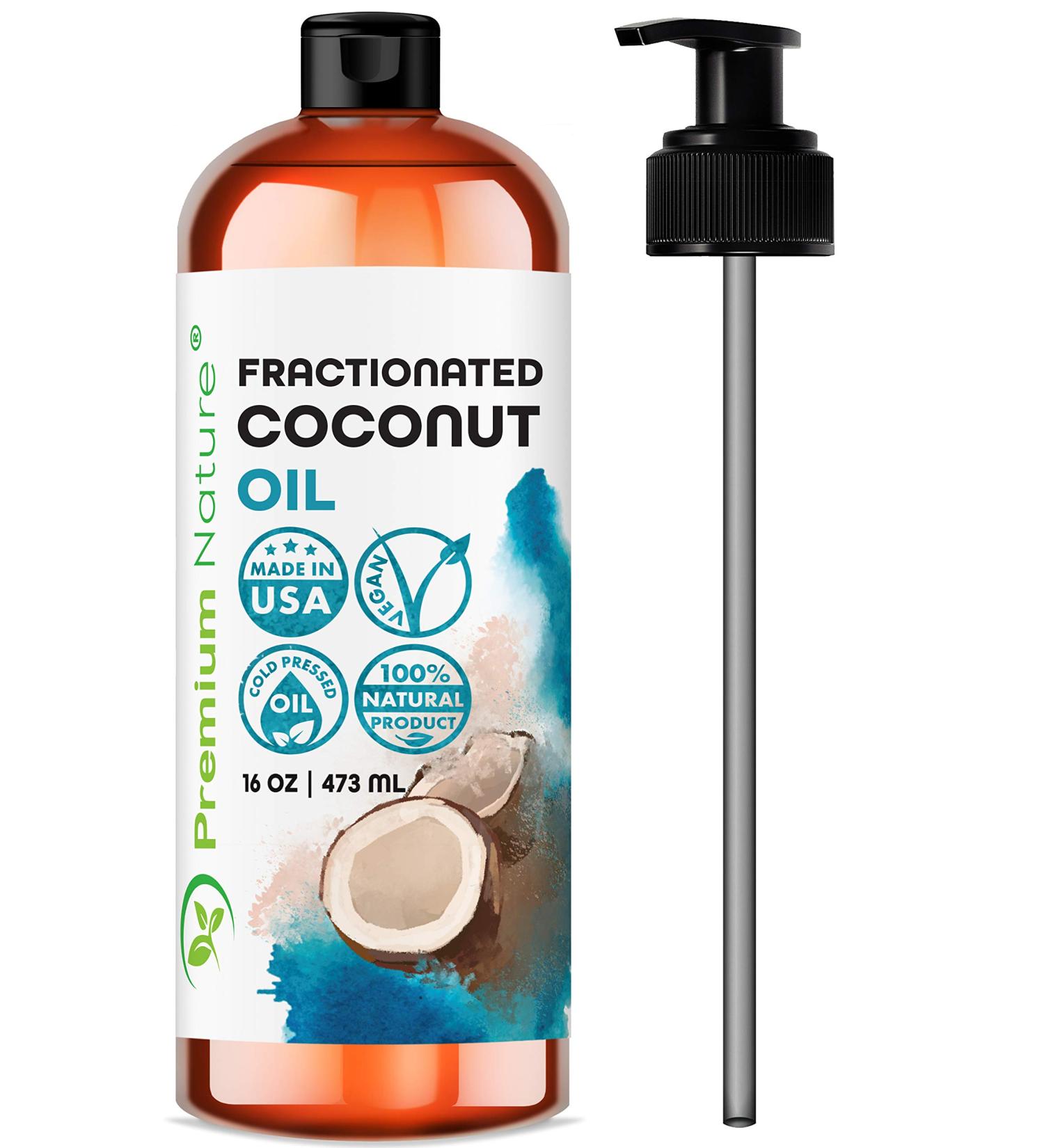 Fractionated Coconut Oil - Skin Moisturizer & Massage Oil with Pump - Cold Pressed Pure MCT - Best Carrier Oil for Essential Oils - Natural Body Oil for Dry Skin - Buy Online on GoSupps.com