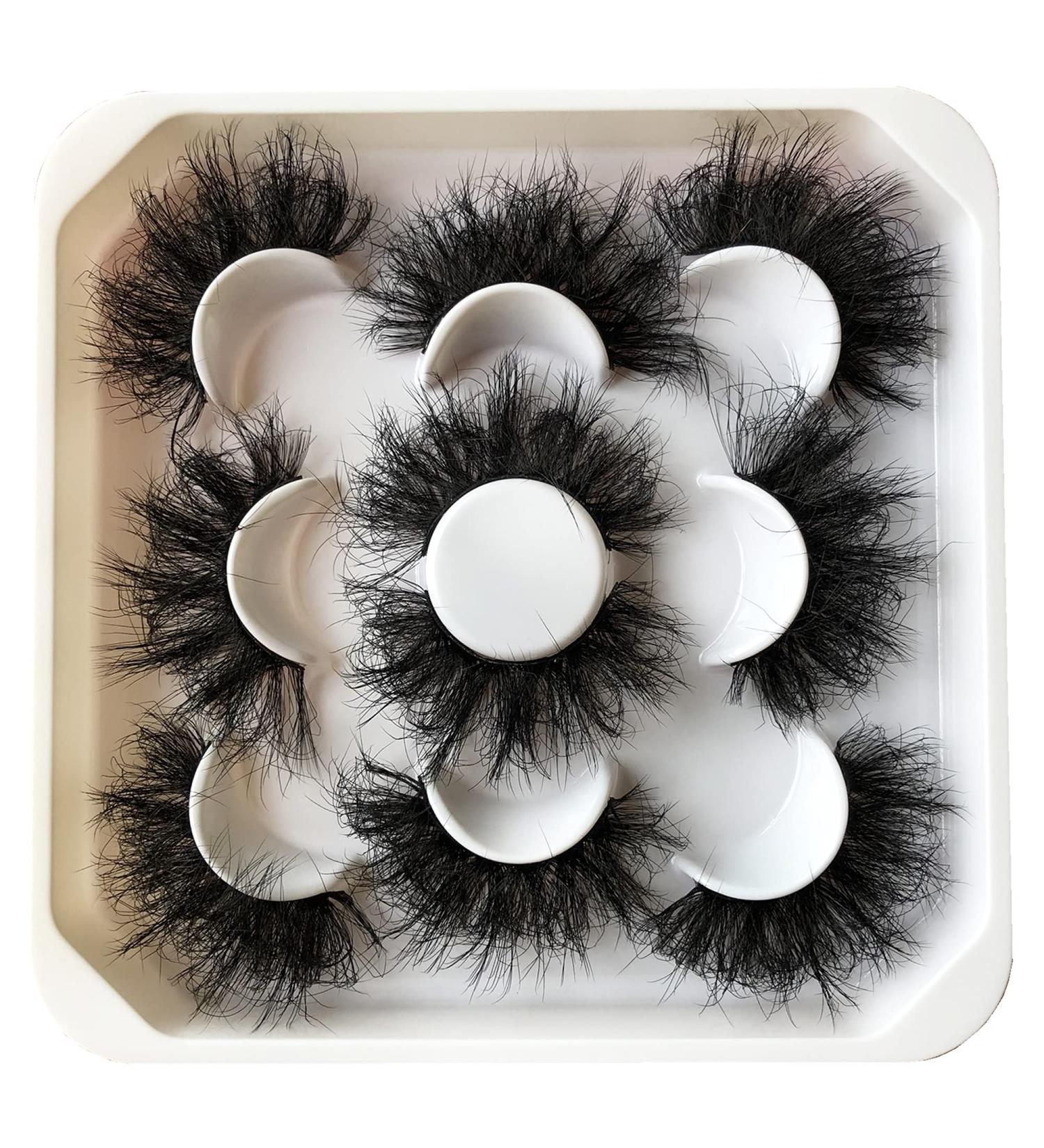 Pooplunch 25MM Fluffy Dramatic Faux Mink Lashes 5 Pairs - Long Thick Volume Crossed Fake Eye Lashes Pack - Buy Online on GoSupps.com