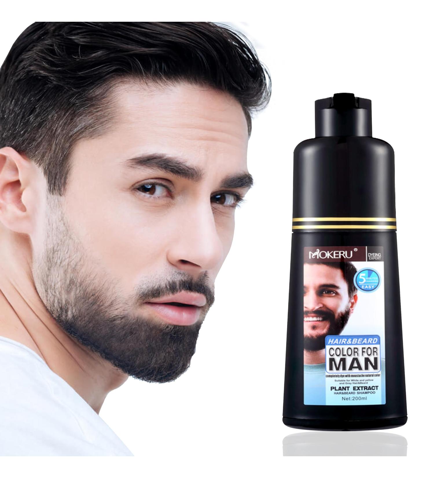 Black Beard Dye for Men - Fast & Long-Lasting Grey Hair Coverage | 5-Minute Mustache & Beard Dye Shampoo (200 ML - Buy Online on GoSupps.com
