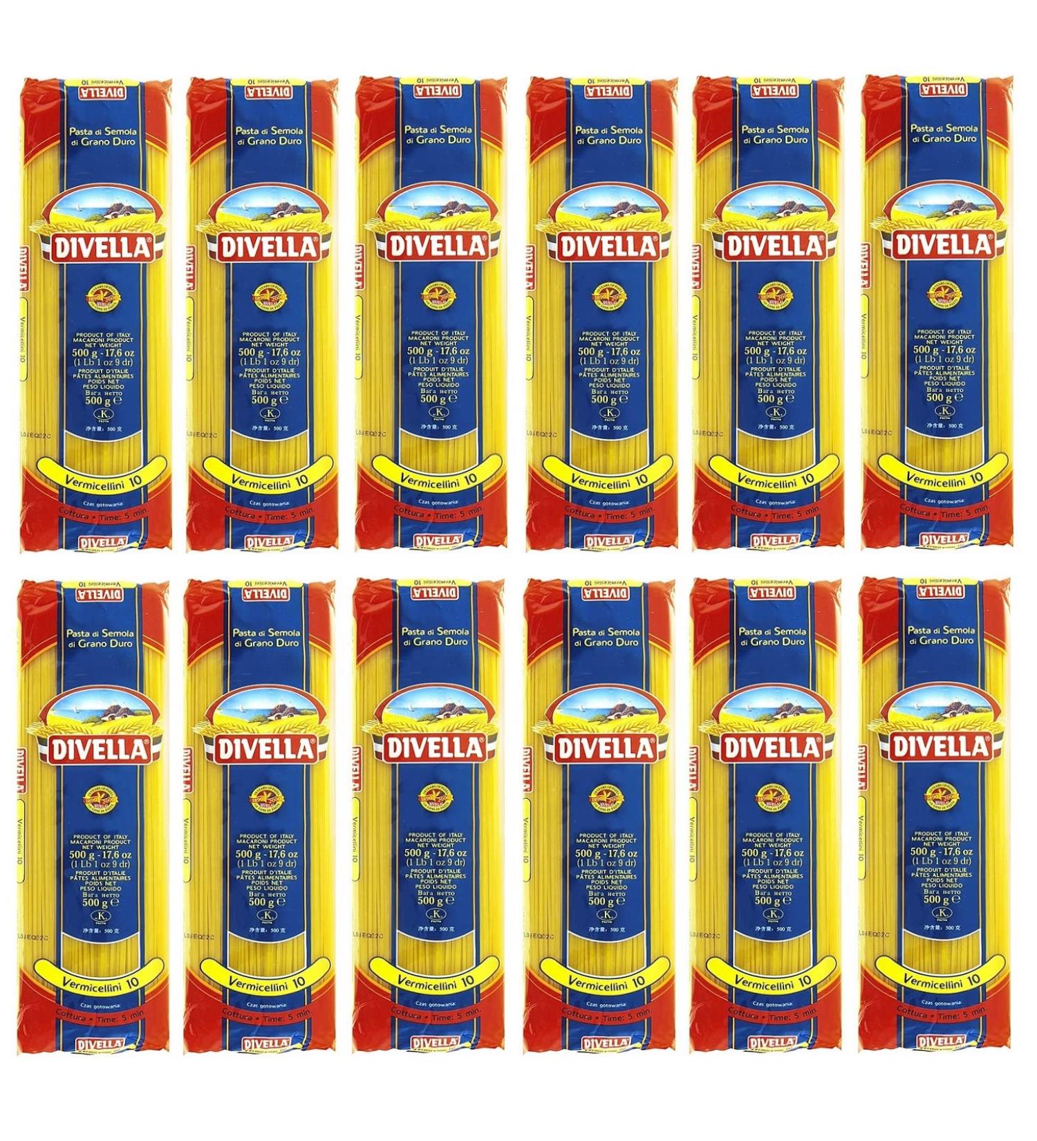  Italian Gourmet E.R. Divella Vermicellini n 10 Set of 12 durum wheat semolina pasta 500 g + Italian box Gourmet Polpa di Pomodoro 400 g - Buy Online on GoSupps.com