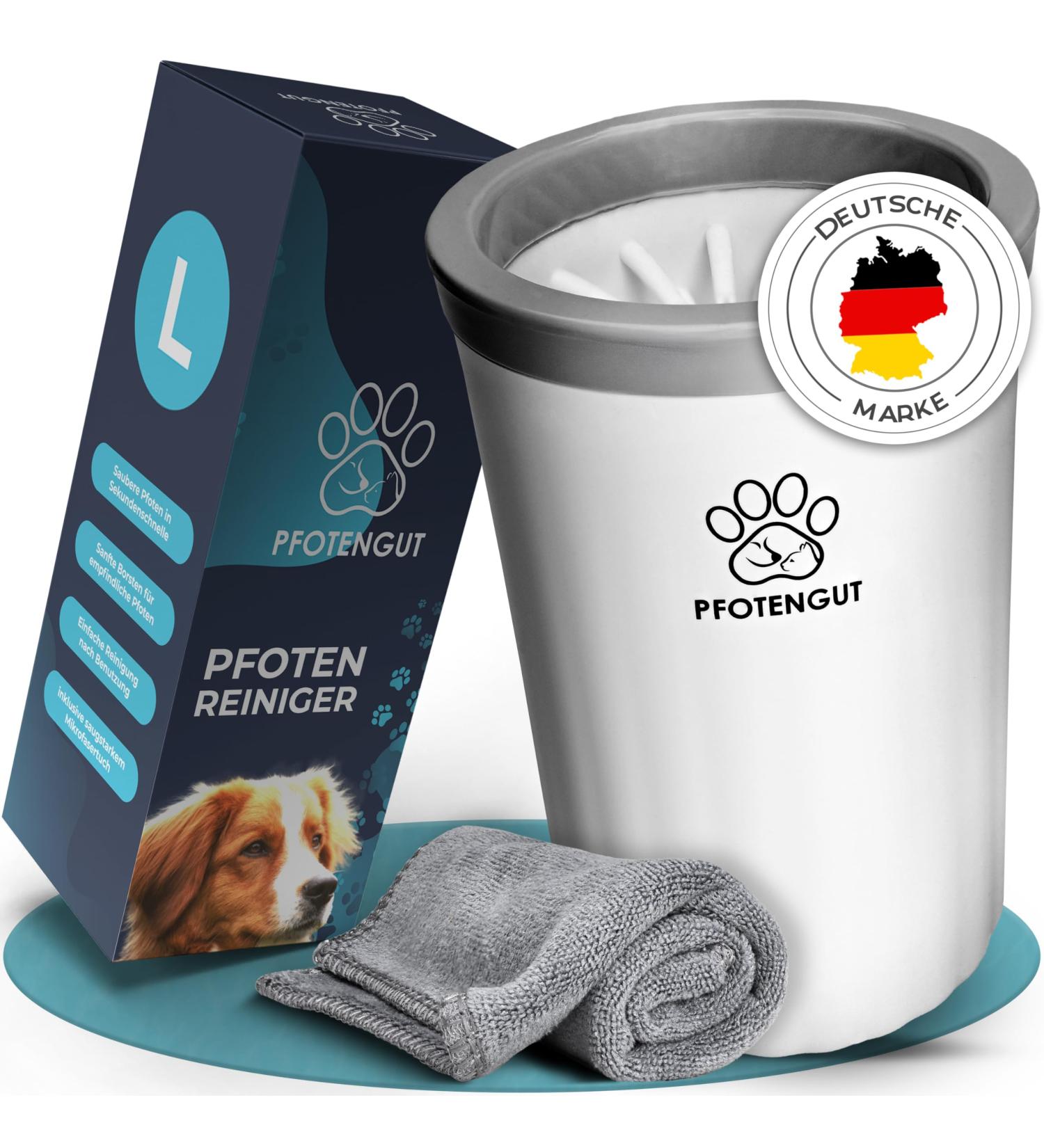 Pfotengut Dog Paw Cleaner - Gentle & Effective for Small/Large Dogs | Includes Suction-Strong Microfiber Towel - Buy Online on GoSupps.com