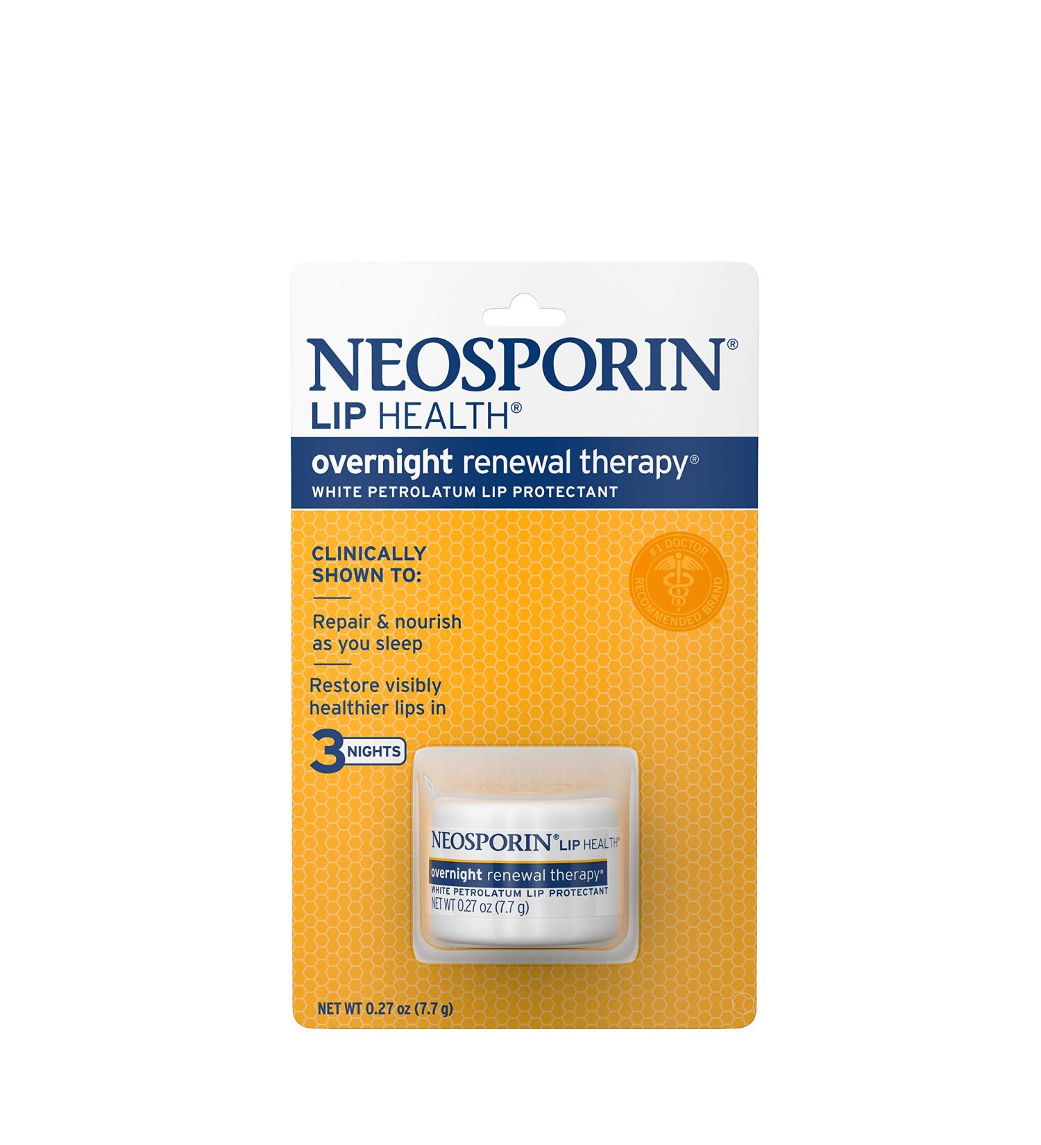 Neosporin Lip Health Overnight Renewal Therapy 0.27 oz (Pack of 3) - Unflavored - 3 Pack - Buy Online on GoSupps.com