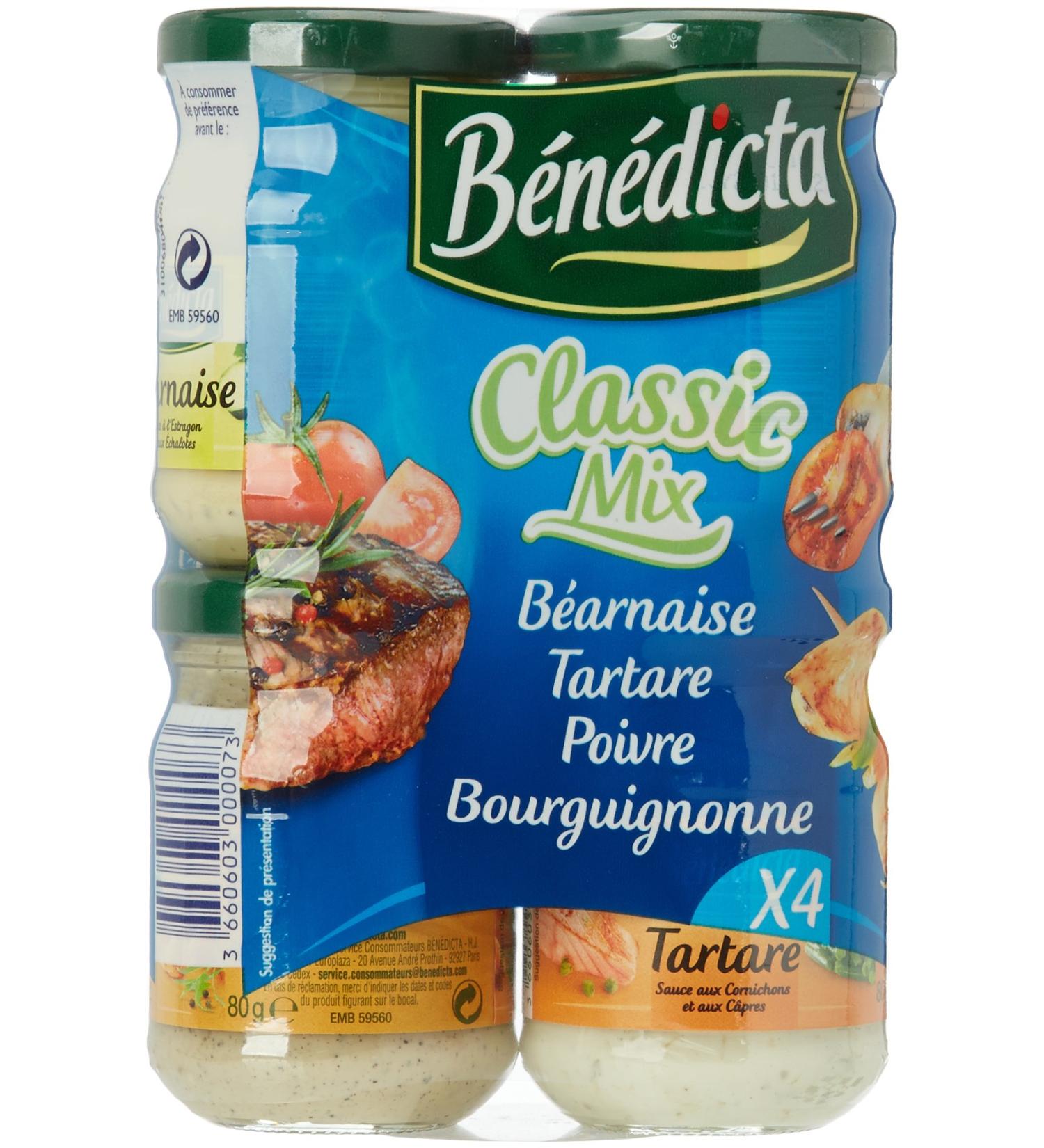Benedicta Classic mix 4 Sauces B arnaise Tartare Pepper Burgundy 4 x 80g - Buy Online on GoSupps.com