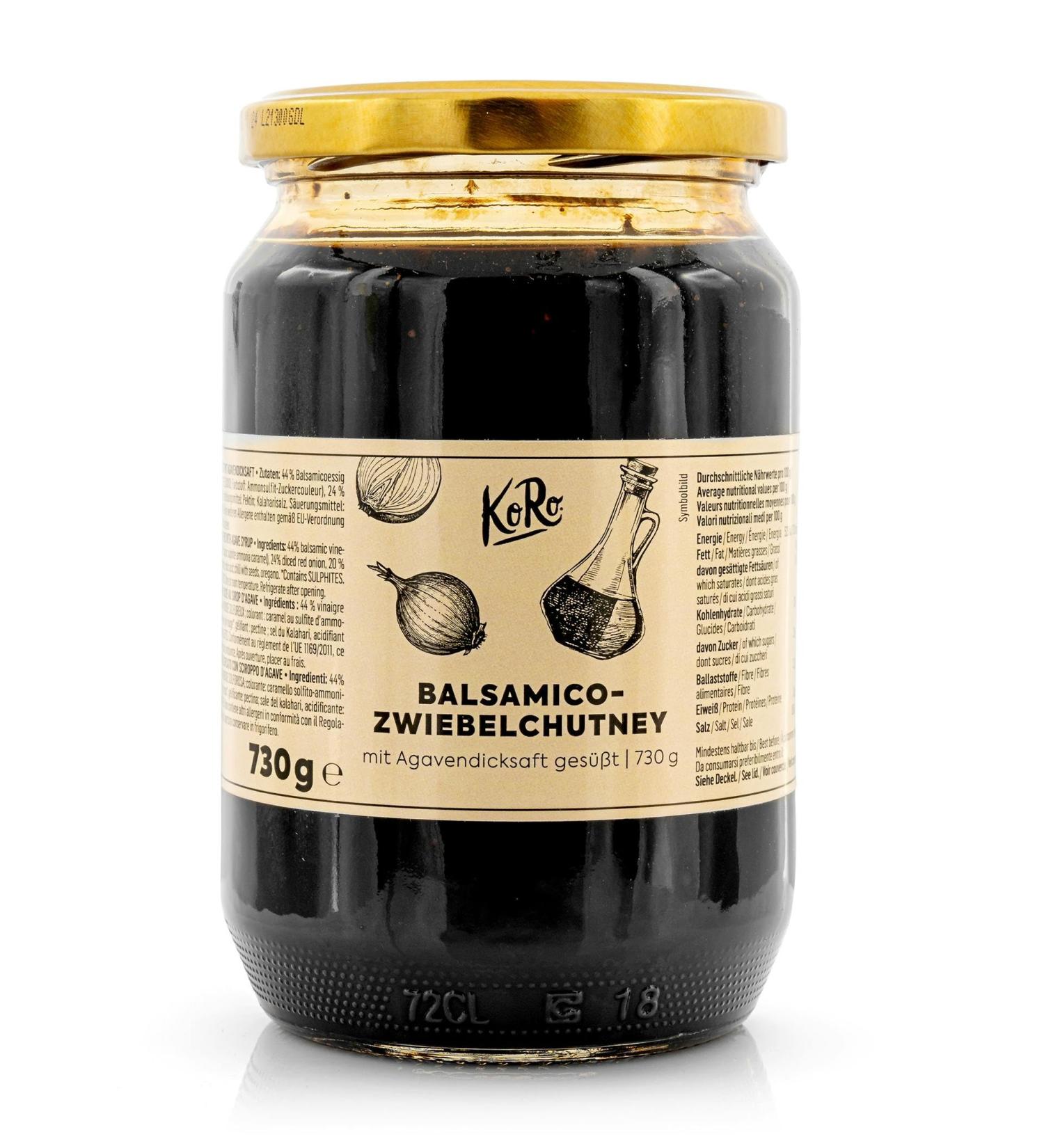 KoRo Balsamic Onion Chutney 730g - Sweet & Sour with Caramelized Onions & Agave Syrup - International Shipping Available - Buy Online on GoSupps.com