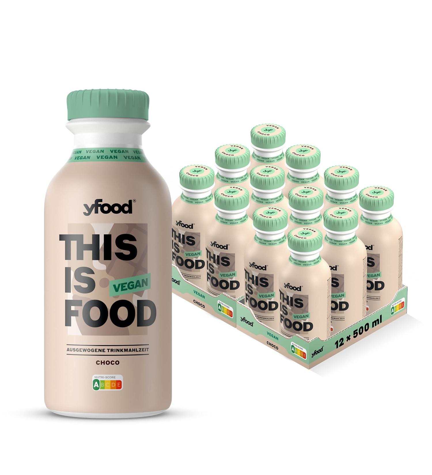 yfood Vegan Choco | ready-to-drink meal | THIS IS FOOD | meal replacement | 34g protein 26 vitamins and minerals (12 x 500ml) - Buy Online on GoSupps.com