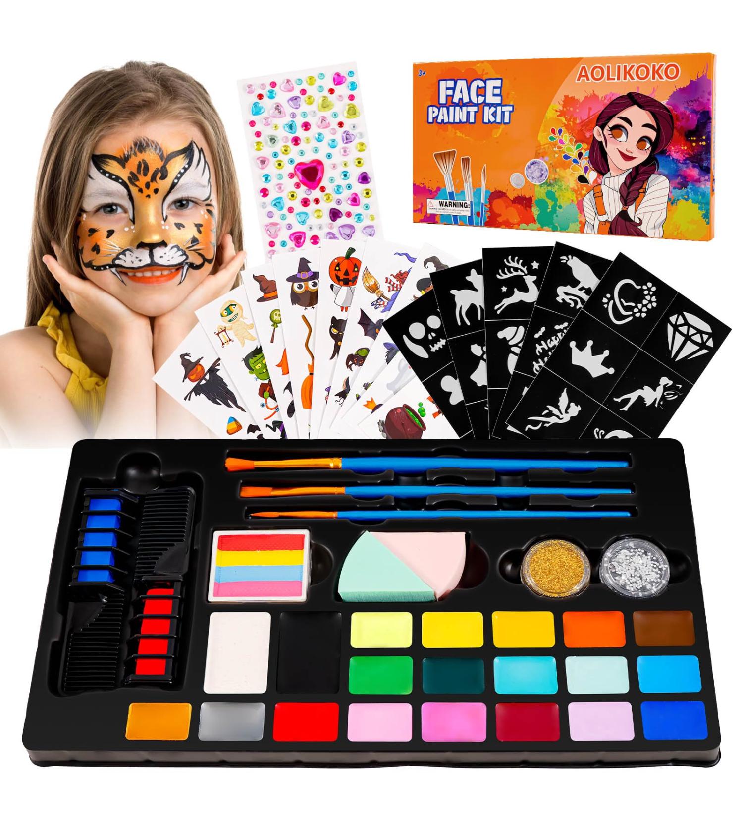 20 Colors Face Paint Kit - Professional Body Makeup for Birthdays Halloween Cosplay & Stage | Ideal SFX Art Supplies - Buy Online on GoSupps.com
