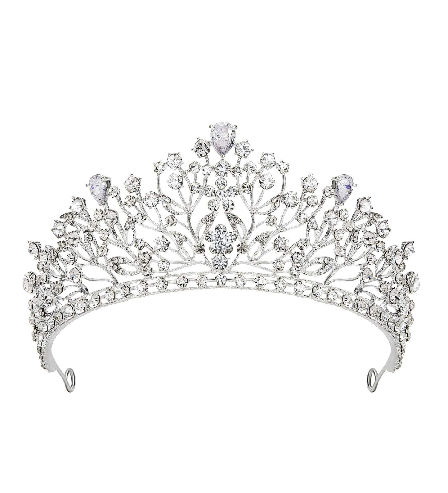 AW BRIDAL Crystal Wedding Tiara and Crown for Women - Silver Rhinestone Princess Crown for Bride - Birthday Queen and Wedding Accessory - Buy Online on GoSupps.com
