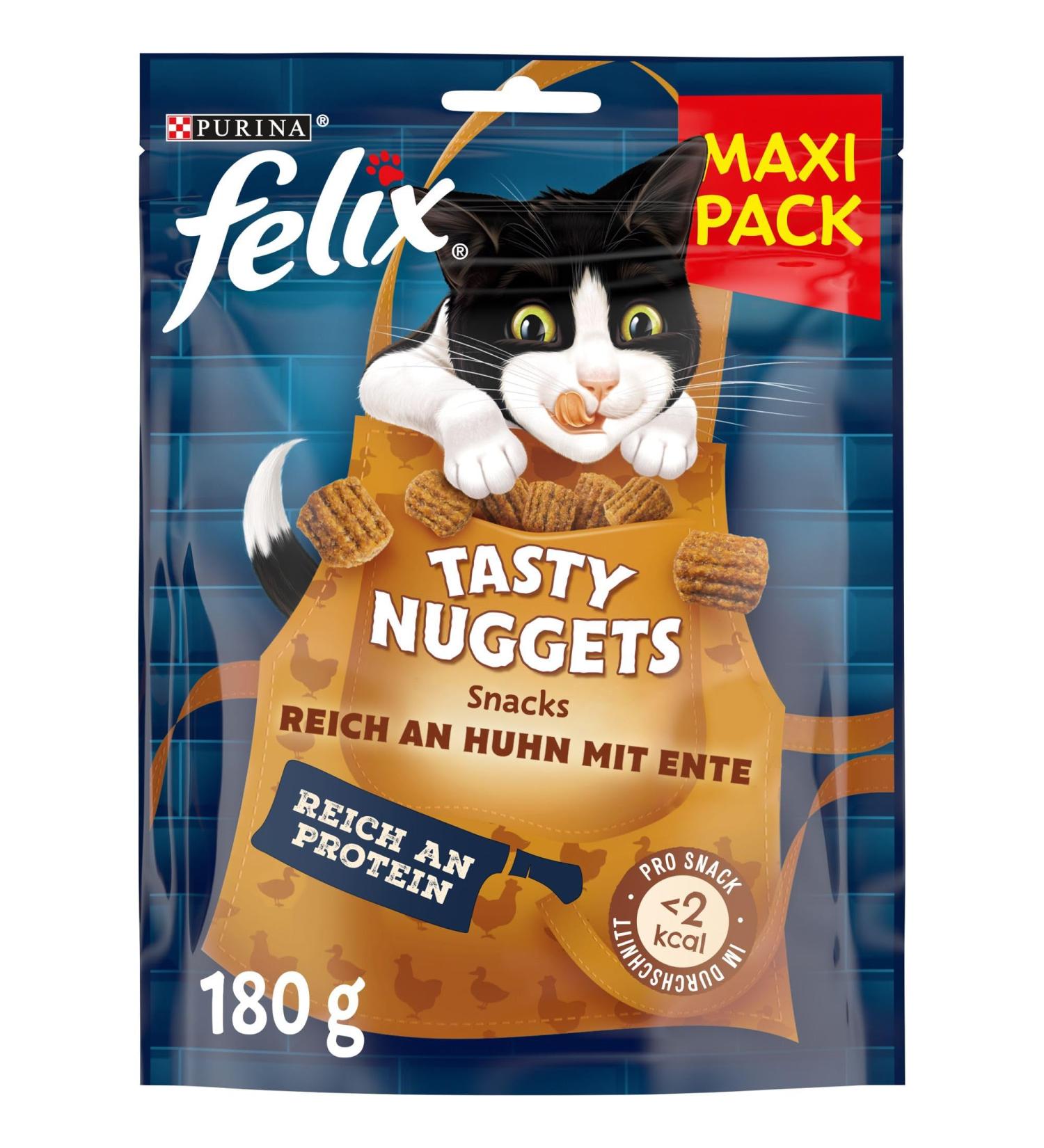 FELIX Tasty Nuggets Cat Snack with Chicken & Duck - Pack of 6 (6 x 180g) | International Shipping - Buy Online on GoSupps.com