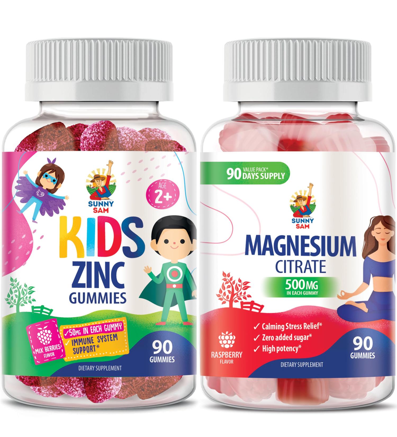 Magnesium Gummies for Adults - 500mg & Zinc Gummies for Kids & Adults - Buy Online on GoSupps.com