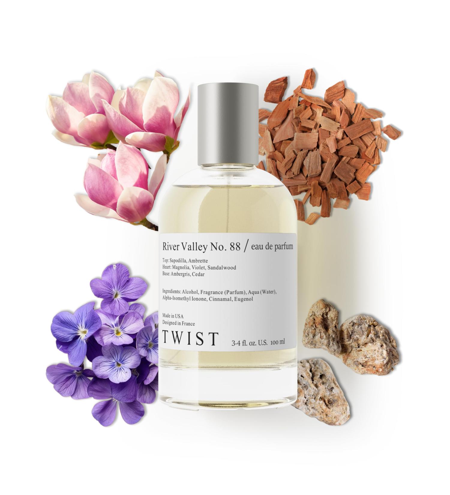 Twist River Valley No. 88 - Eau De Parfum Inspired by Byrdo Mojave Ghost Long-Lasting Perfume For Women & Men Paraben Free Vegan Clean Ingredients Unisex Fragrance - 100 ml | 3.4 fl. oz. River Valley No. 88 - inspired by B. Mojave Ghost 3.4 Fl Oz (Pack of - Buy Online on GoSupps.com