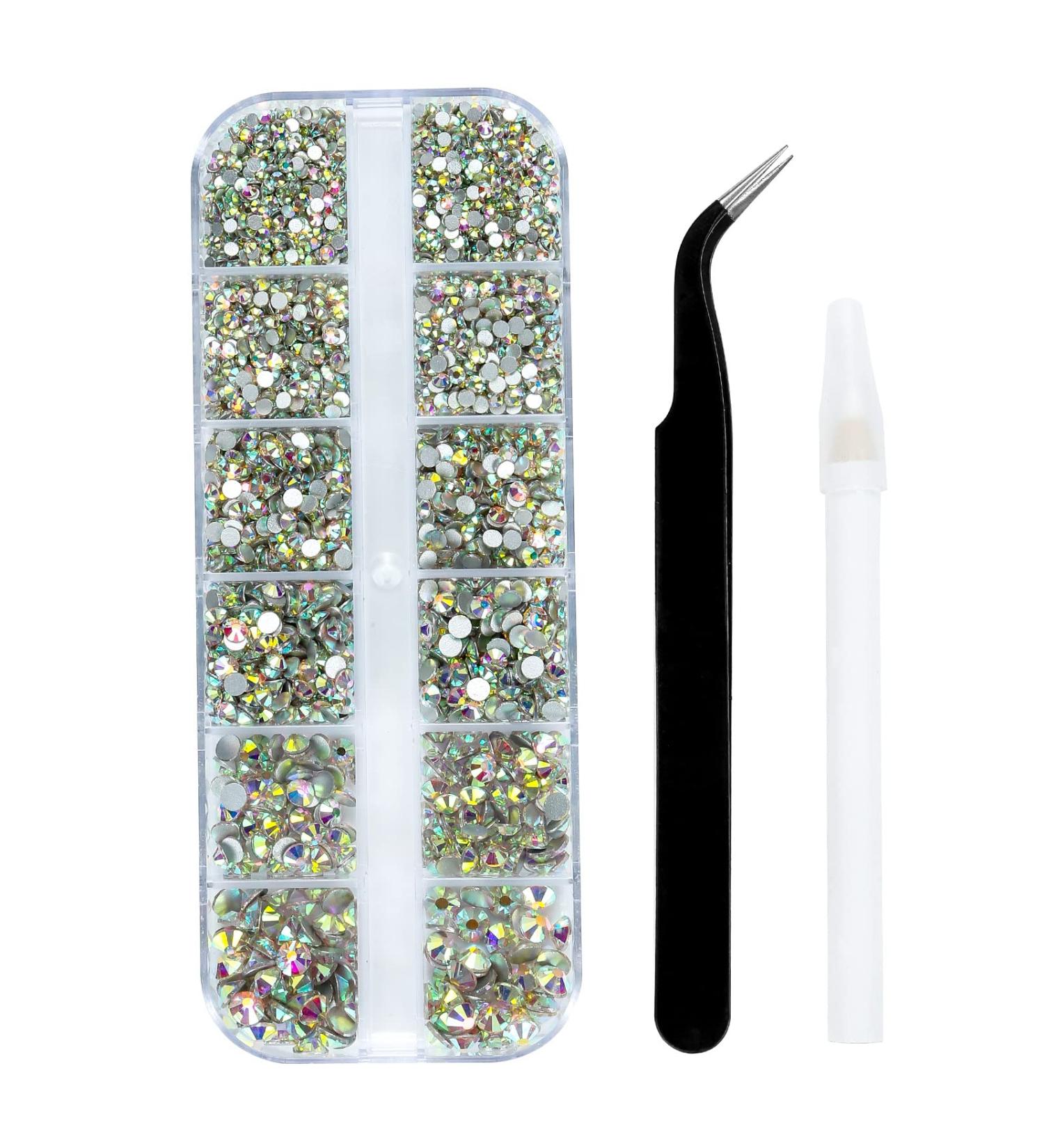 YHMQ DU 3792PCS White AB Rhinestones Kit for Crafts and Nail Art - Glass Diamonds with Tweezers and Picking Pen - 6 Sizes Included - Buy Online on GoSupps.com