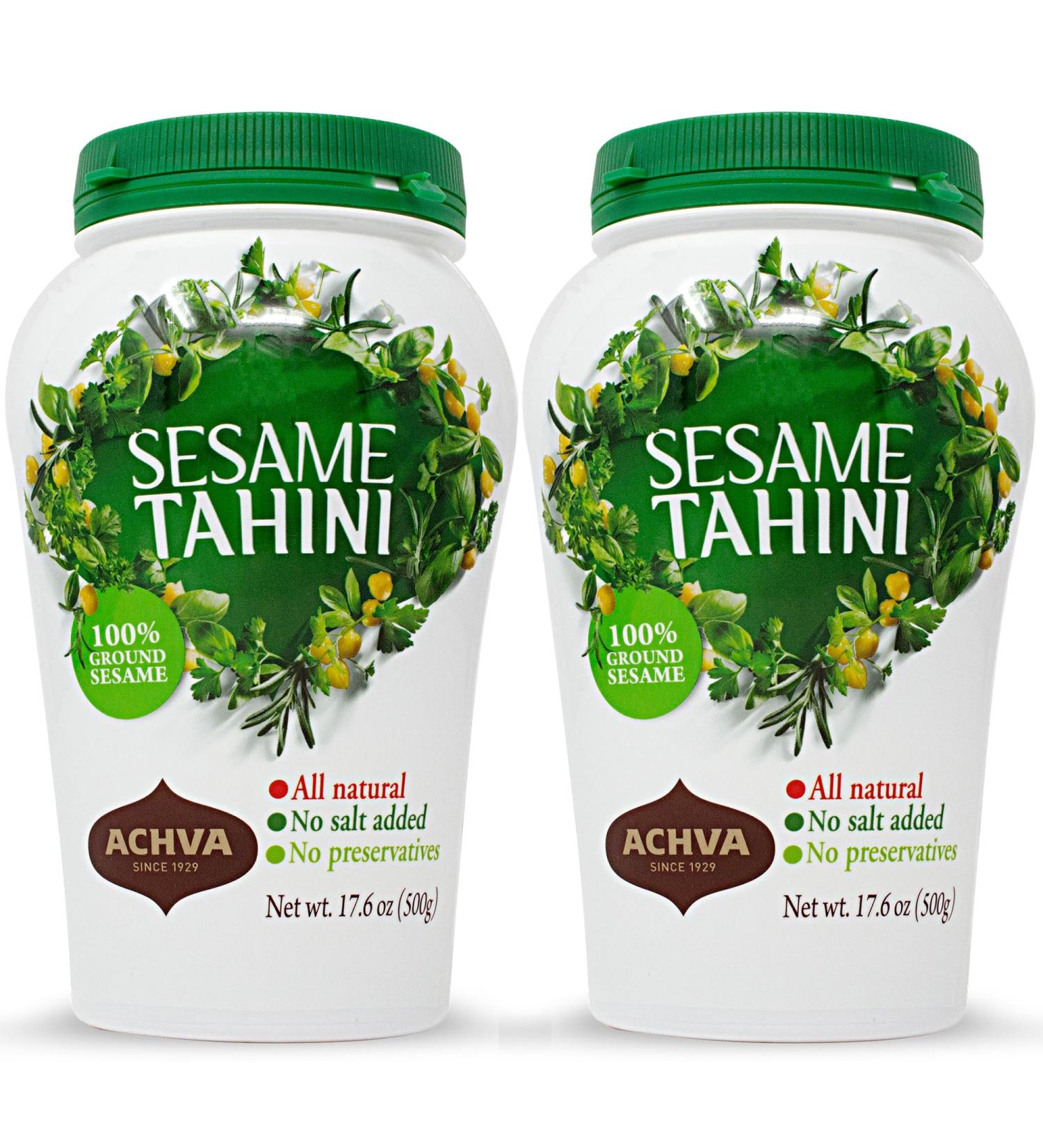 Achva Sesame Tahini Paste - Roasted & Pure Stone Ground Ethiopian Sesame Seeds - Rich Creamy Taste for Hummus & Tahini Sauce - Kosher Vegan Gluten Free Peanut Free & Non-GMO (2 Jars of 500g) - Buy Online on GoSupps.com