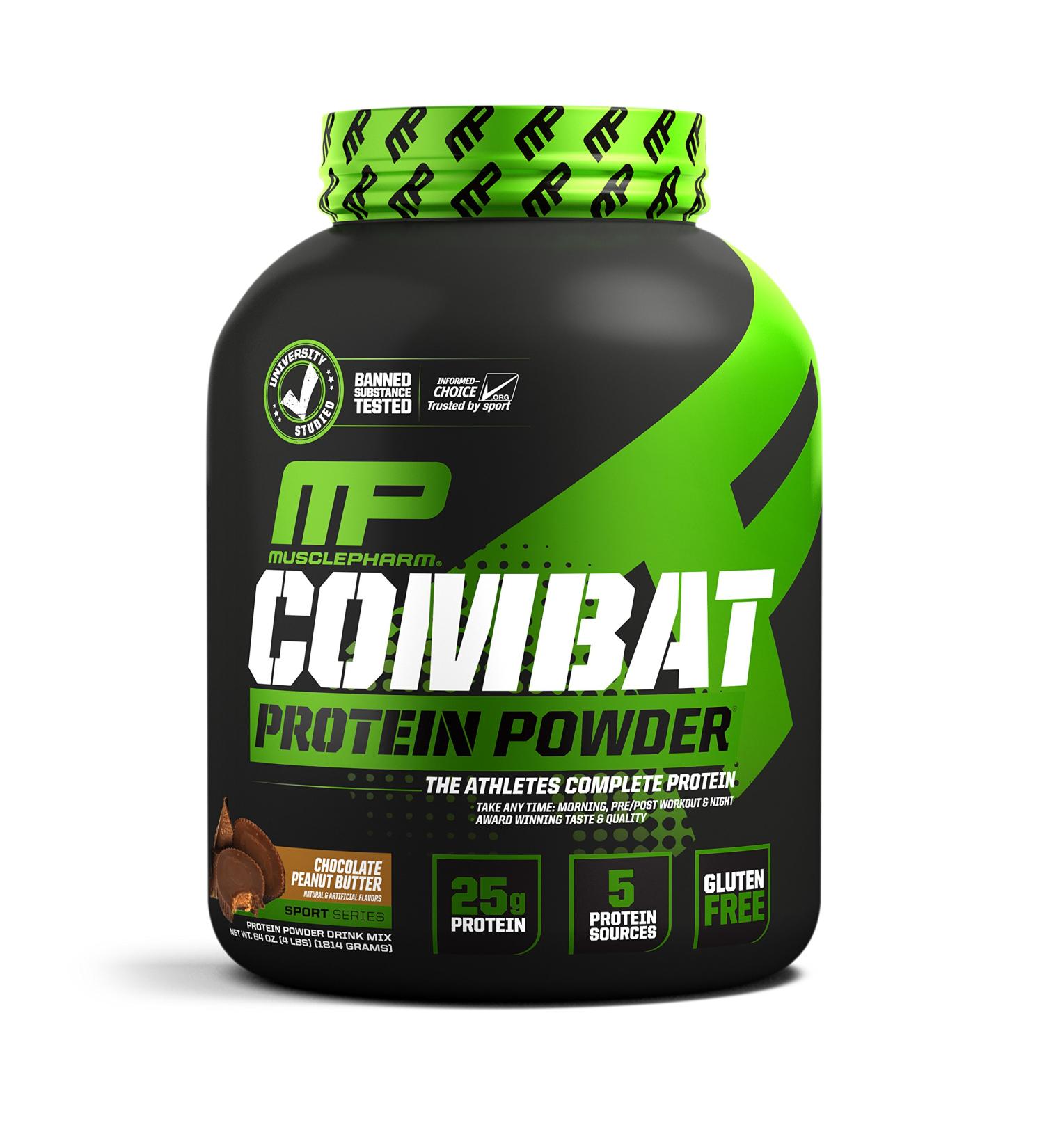 MusclePharm Combat Protein Powder - Chocolate Peanut Butter 4 lbs | High-Protein Supplement - Buy Online on GoSupps.com