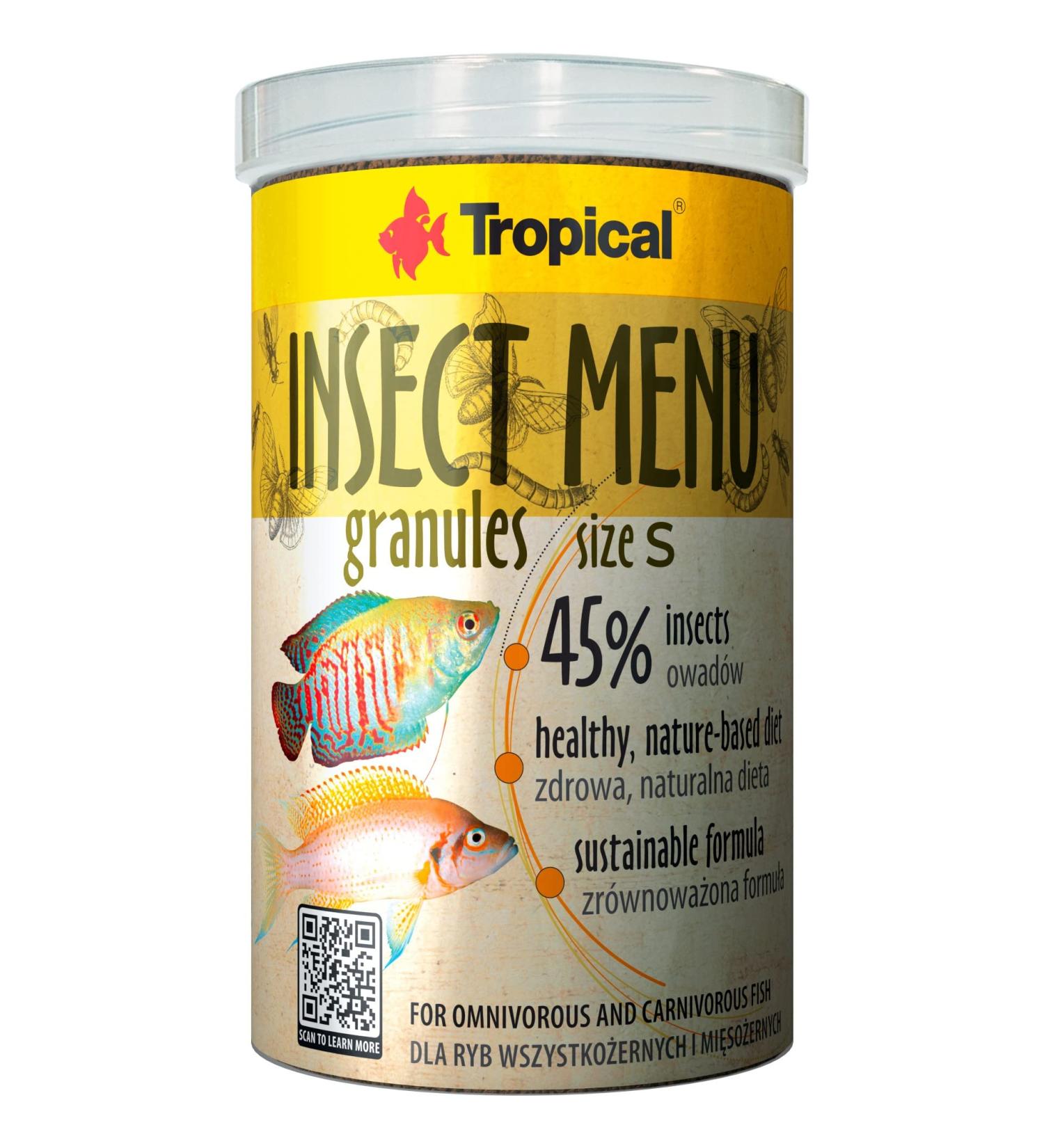 Insect Menu GRANULES Size S 1000ml / 540g - Fish Food in Granular Form Based on 3 Drowning Insects