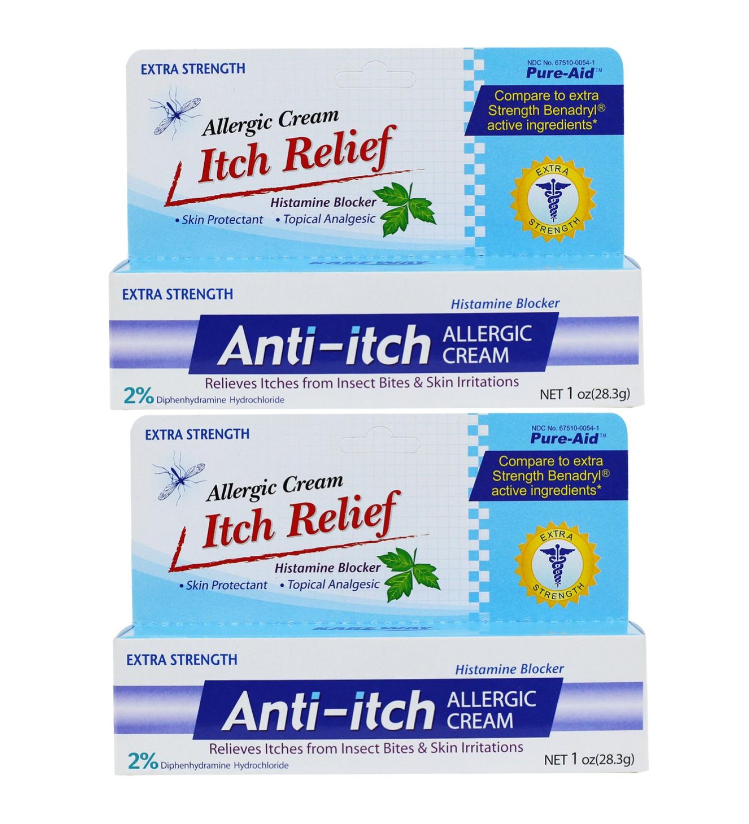 Pure-Aid Anti-Itch Allergic Cream - 1oz (2 Pack) | Soothes Skin Irritation & Allergies - Buy Online on GoSupps.com