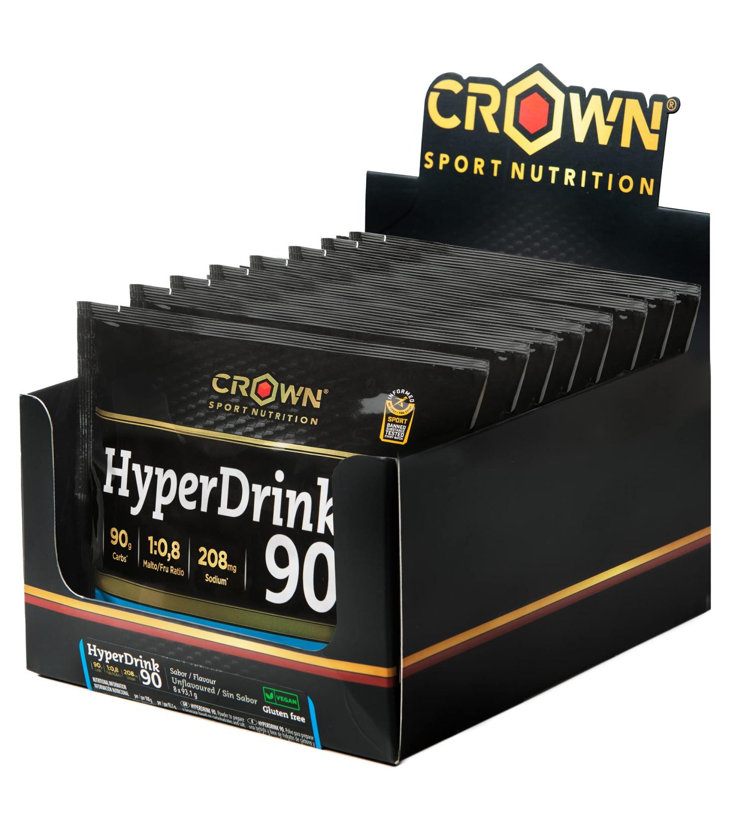  Crown Sport Nutrition Crown Sport Nutrition HyperDrink 90 a drink with 90 grams of carbohydrates per 500 ml and added sodium. With maltodextrin and fructose in a 1:0.8 ratio and sea salt (8 x 93.1 g cans). - Buy Online on GoSupps.com