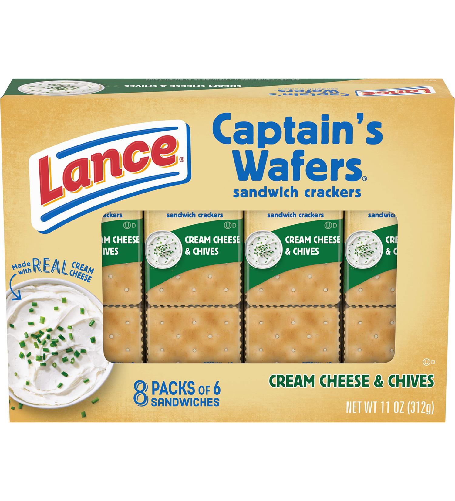 Lance Sandwich Crackers Captain's Wafers Cream Cheese and Chives 8 Ct Box - Buy Online on GoSupps.com