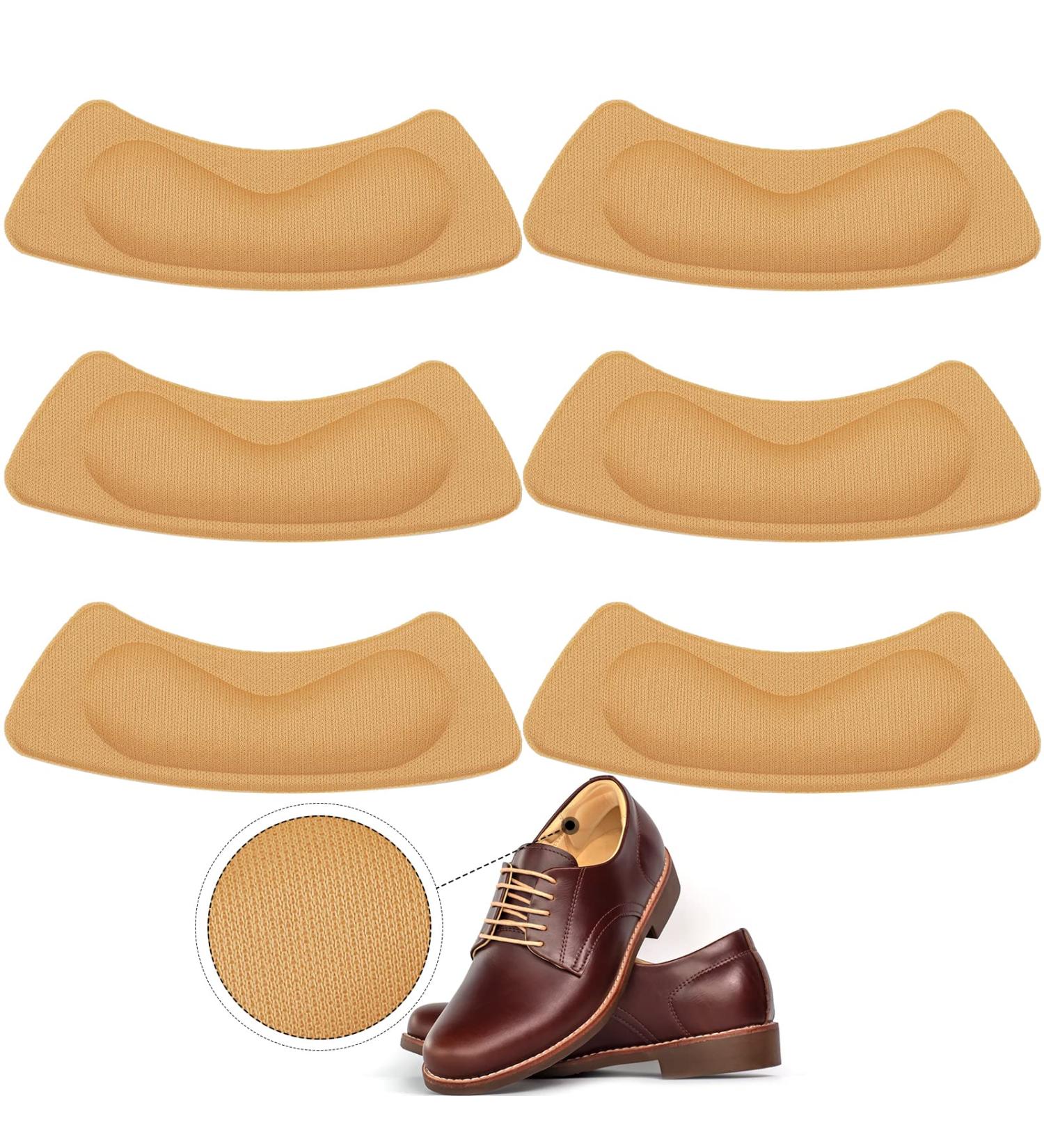 Greoer 6 Piece Beige Heel Cushion Inserts - Soft Grips for Loose Shoes with Self-Adhesive - Anti-Slip Foot Insoles Sticker for Heel Blister Protection - Light Brown - Buy Online on GoSupps.com