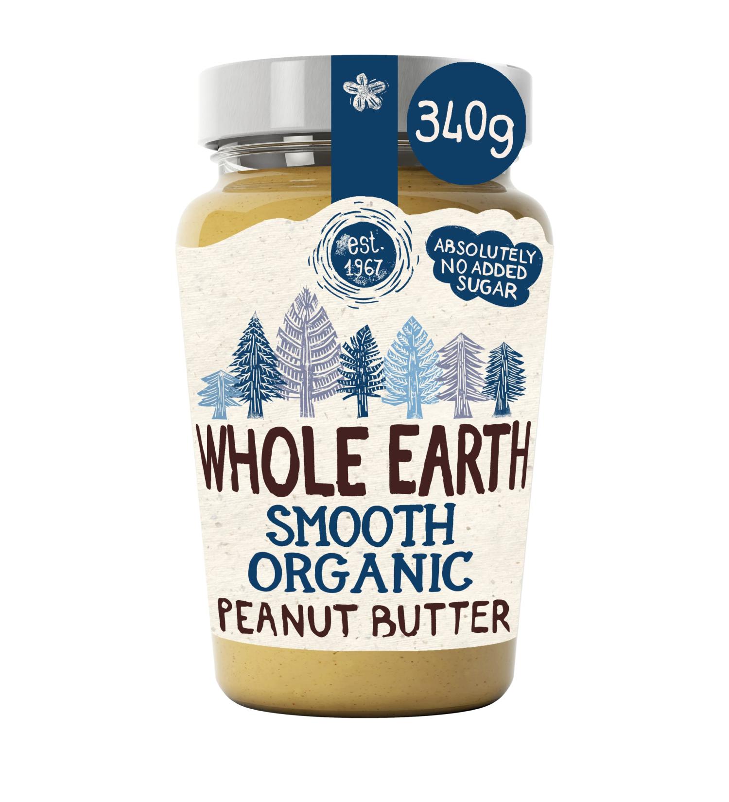 Whole Earth Smooth Organic Peanut Butter 340 g Jar Original Nut Spread Made with All Natural Ingredients No Added Sugar Gluten Free Vegetarian & Vegan Friendly - Buy Online on GoSupps.com