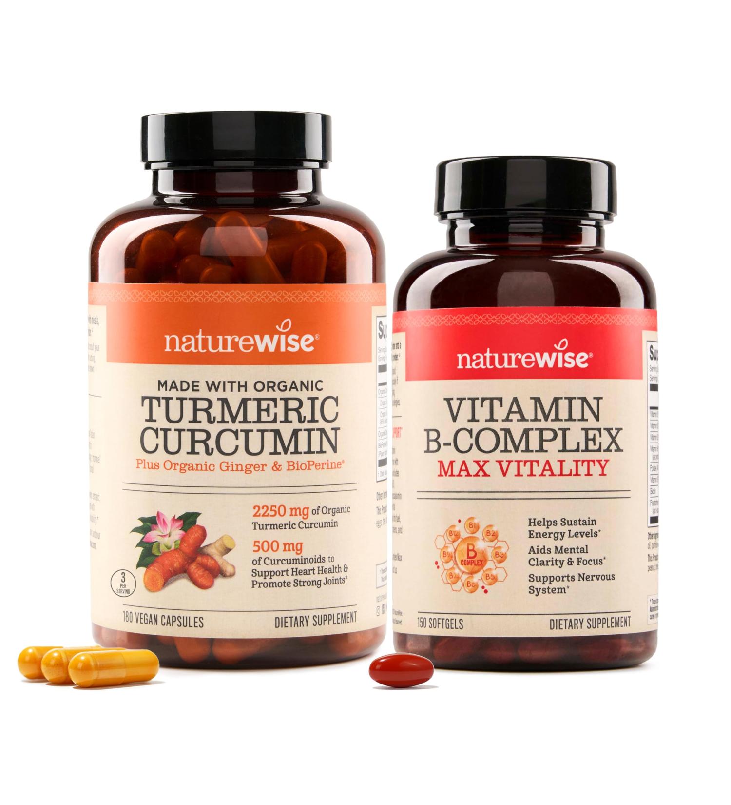 NatureWise Curcumin Turmeric 2250mg & Vitamin B Complex for Women and Men - 150 Softgels Cellular Energy Mental Clarity Support - Buy Online on GoSupps.com