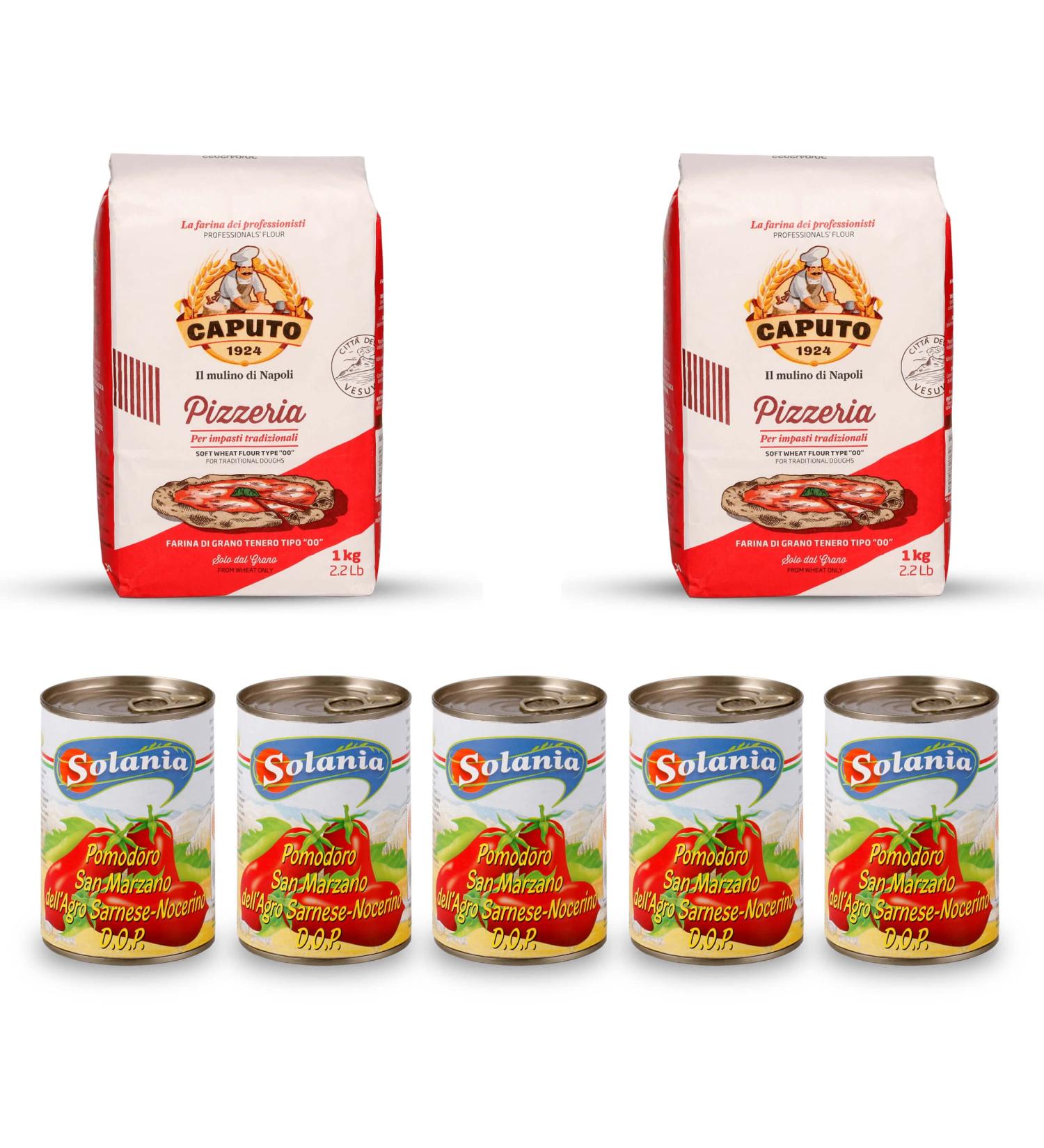 Buy DELICRET Pizza Ingredients | 2kg Caputo Pizzeria Flour & 5x400g San Marzano Tomatoes | Authentic Neapolitan Pizza Recipes - Buy Online on GoSupps.com
