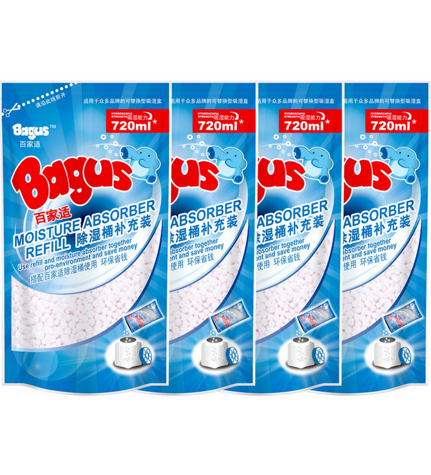 Bagus Moisture Absorber Refill - 4 Pack 13.5 Oz Fragrance Free Moisture Remover for Bathrooms & Storage | International Shipping Available - Buy Online on GoSupps.com