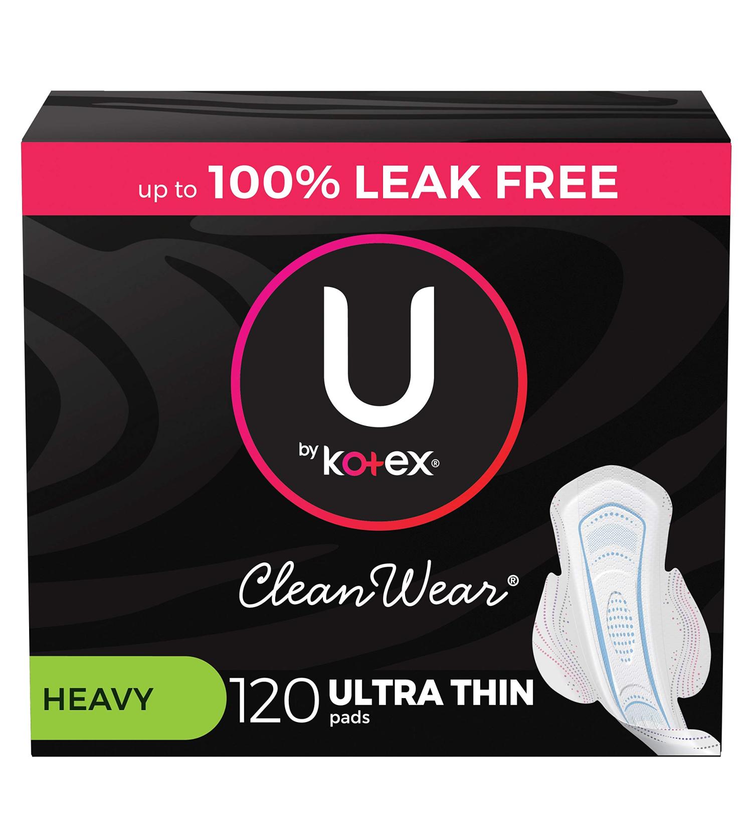 U by Kotex CleanWear Ultra Thin Pads with Wings - Heavy Absorbency 120 Count (3 Pack) - Buy Online on GoSupps.com
