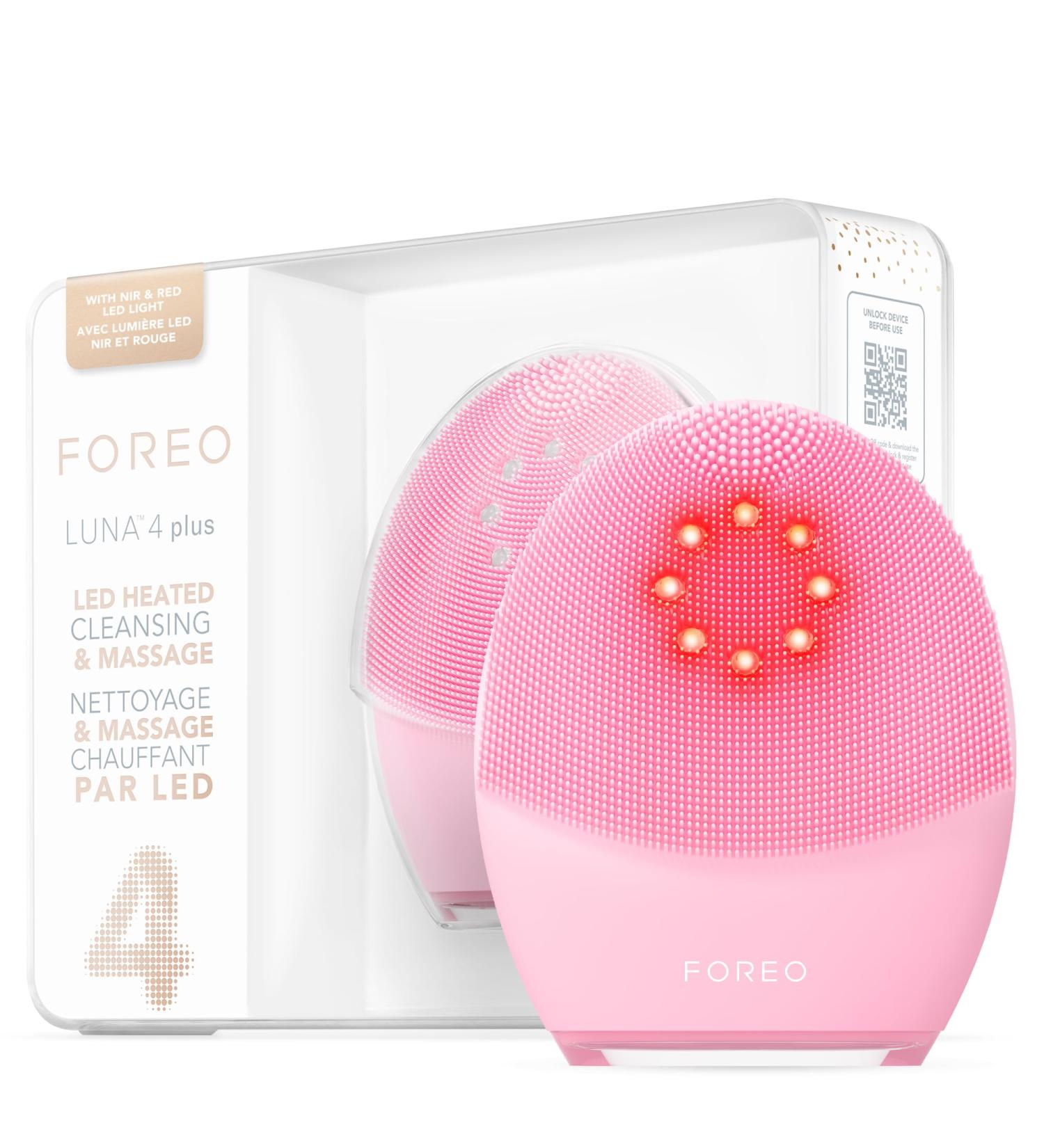 FOREO Luna 4 Plus Facial Cleansing Brush with Red LED Mask - Antiaging Face Massager for Deep Cleansing & Firming - Microcurrent Face Sculptor - Normal Skin Care - Buy Online on GoSupps.com