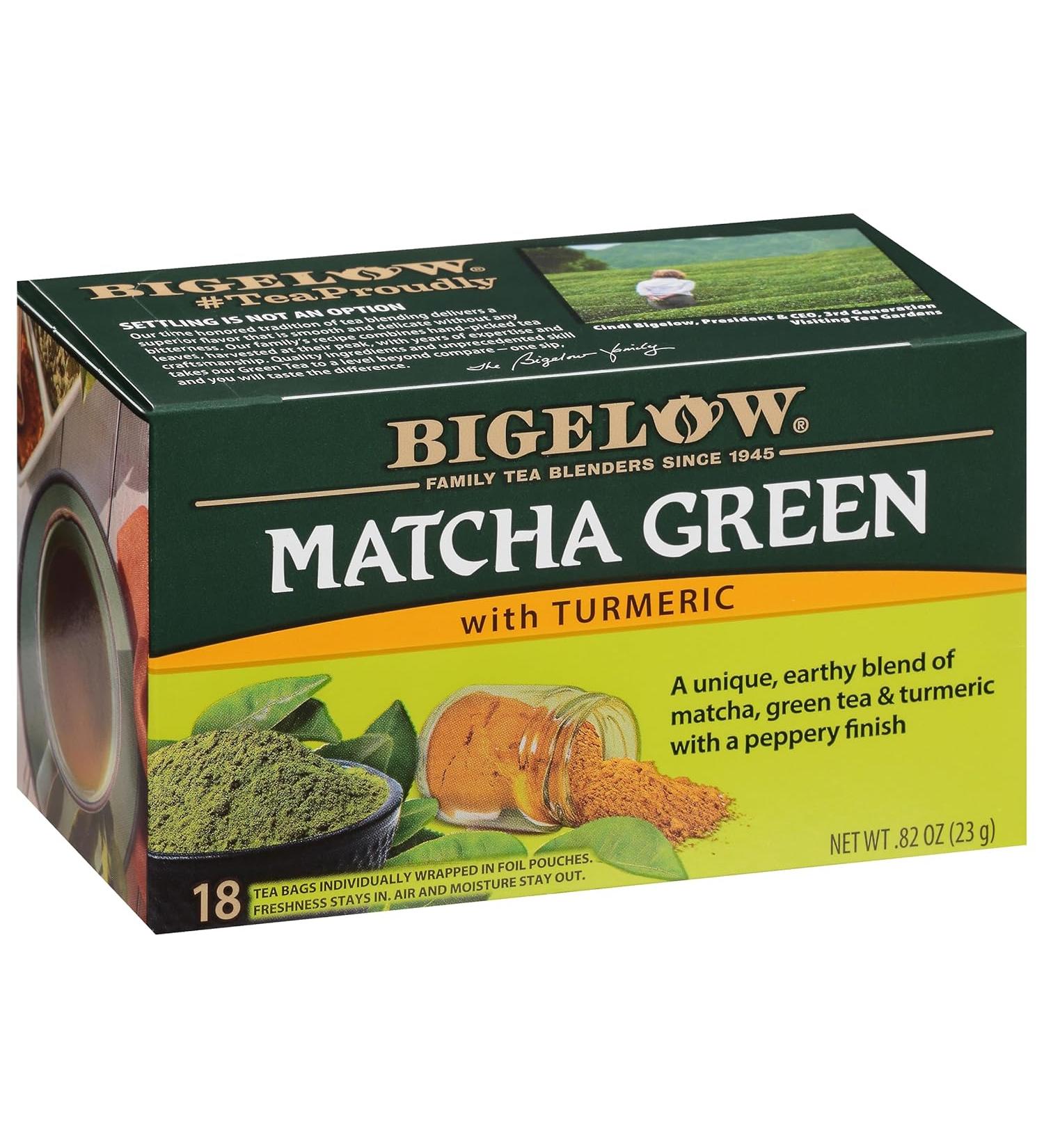 Bigelow Tea Matcha Green Tea with Turmeric Caffeinated 18 Count Box - Pack Of 6 - Buy Online on GoSupps.com