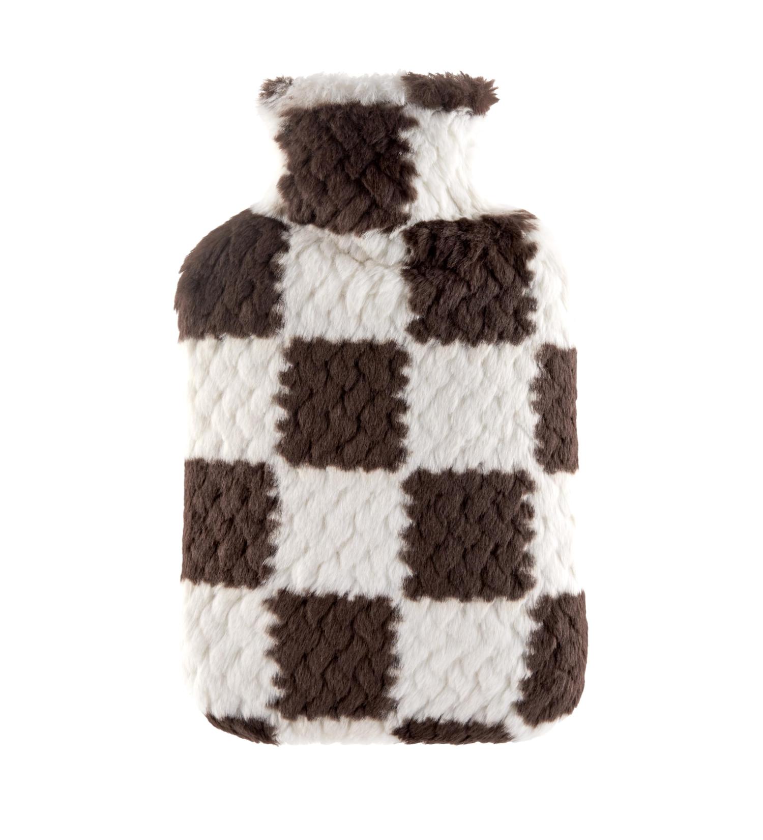 Buy SAMPLY 2L Hot Water Bottle with Soft Cover | Fluffy Bed Bottle for Kids & Adults | Perfect Gifts for Women - Brown & White - Buy Online on GoSupps.com