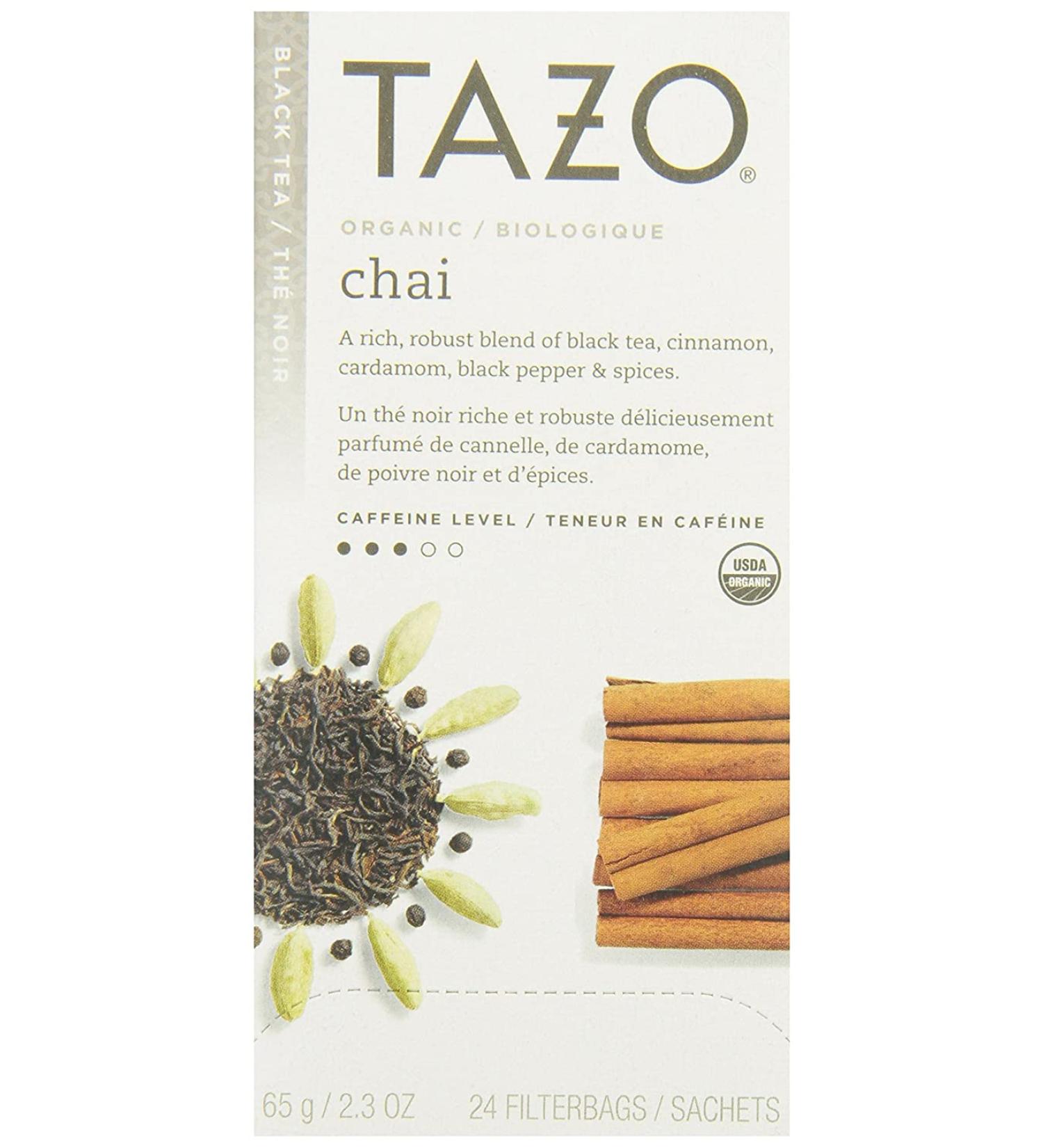 Tazo Organic Chai Black Tea - 24 Tea Bags (2.3 Oz) - Spicy & Robust Flavor - Buy Online on GoSupps.com