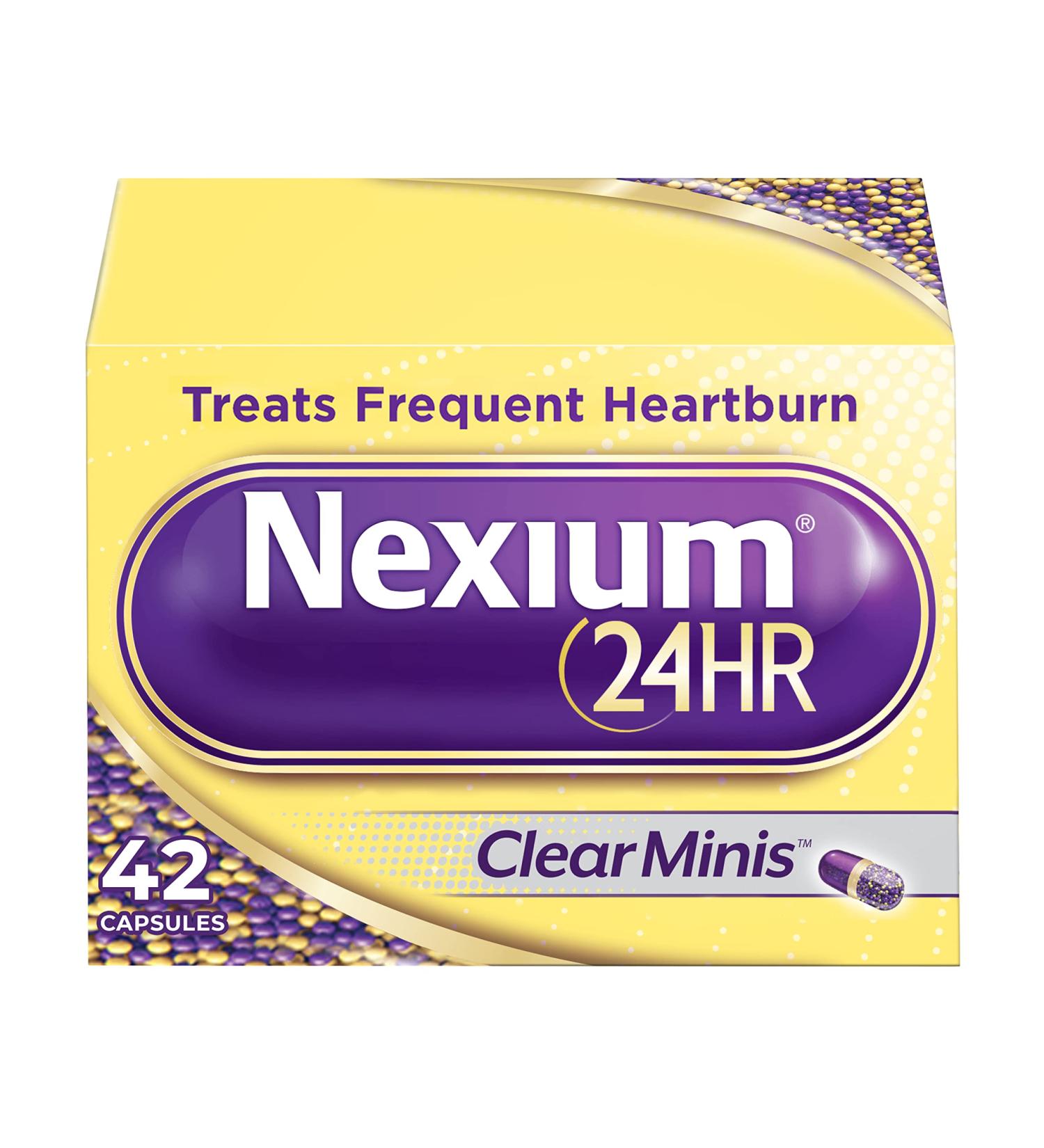 Nexium 24HR ClearMinis Acid Reducer Heartburn Relief Delayed Release Capsules for All-Day and All-Night Protection from Frequent Heartburn Heartburn Medicine with Esomeprazole Magnesium - 42 Count - Buy Online on GoSupps.com