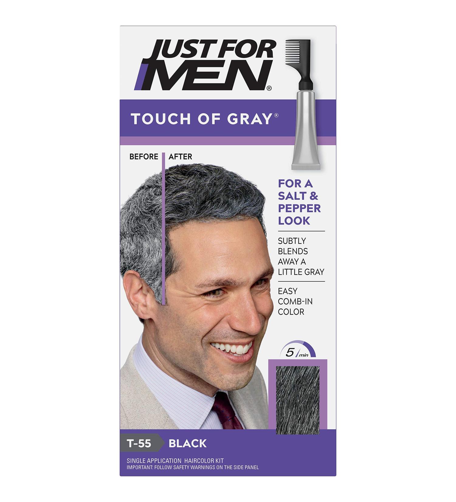 Just for Men Touch of Gray Comb-In Hair Color Black T-55 â€“ 1.4 oz (40g) | Effortless Solutions for Men - Buy Online on GoSupps.com