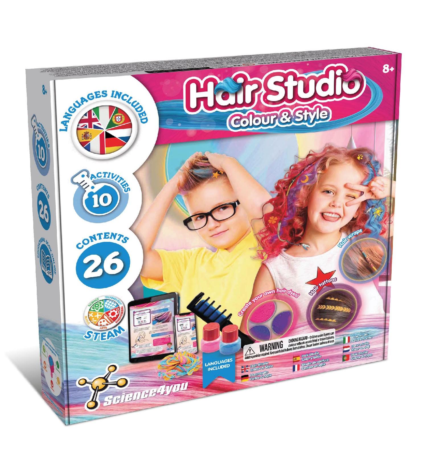 Science4you Hair Studio - Hair Chalks for Girls and Boys Hair Accessories Gift Set with Temporary Hair Dye for Kids Hair Tattos and much more Games Toys And Gifts for Girls and Boys 8+ Year olds - Buy Online on GoSupps.com