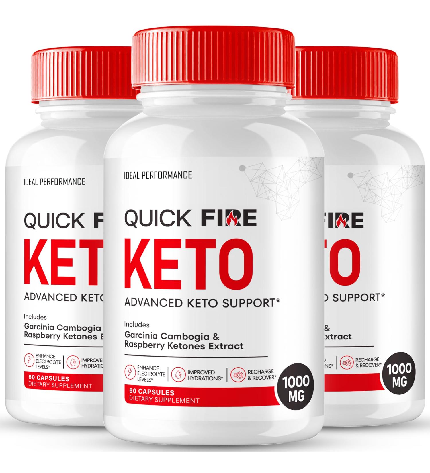Quick Fire Keto Capsules QuickFire Advanced Formula Supplement Pills - Maximum Strength Quick Fire Health and Wellness Capsules All Natural Keto Pills QuickFire Keto Reviews (3 Pack)