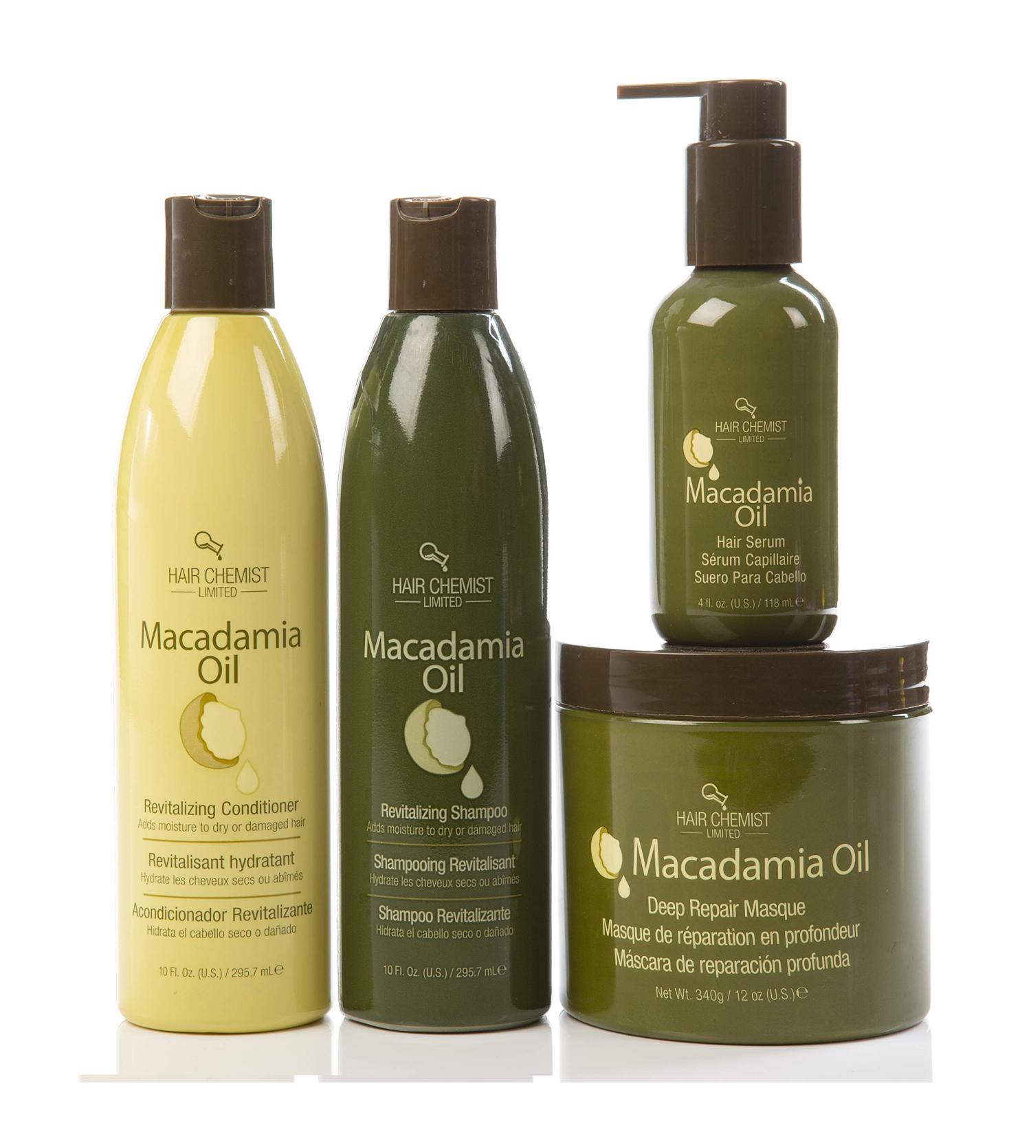 Buy Hair Chemist Macadamia Oil Revitalizing Combo: Shampoo Conditioner Deep Repair Masque & Hair Serum - Nourish Your Hair - Buy Online on GoSupps.com