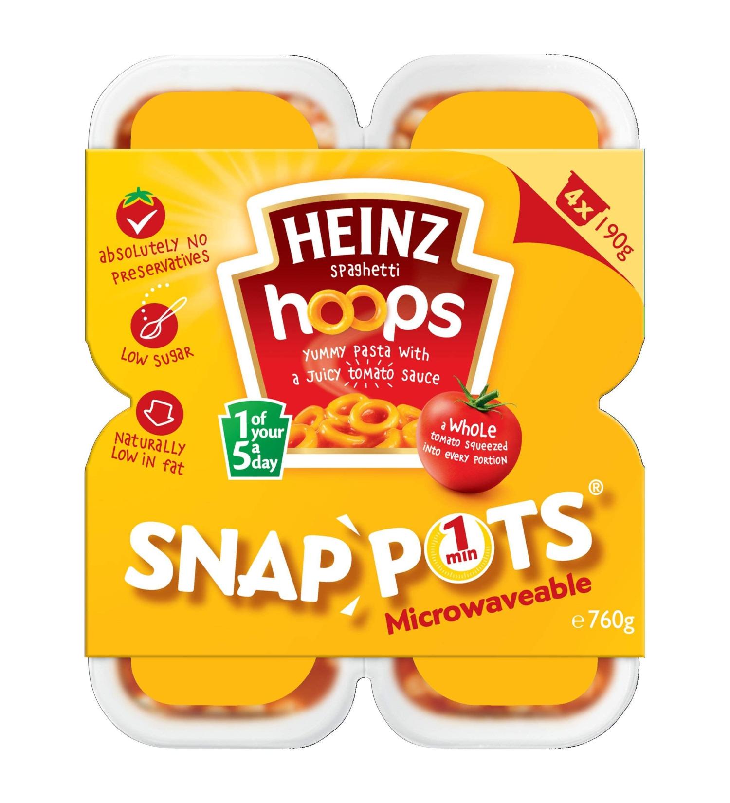 Heinz Hoops Snap Pots 4 x 190g - Convenient and Delicious Pasta for Quick Meals - Buy Online on GoSupps.com