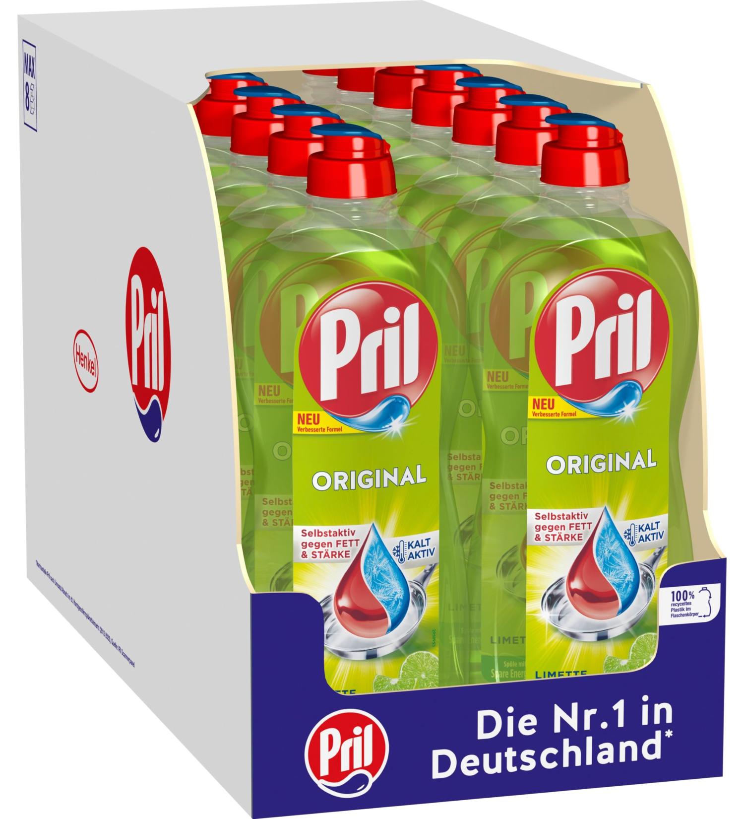 Pril Original Limette 14 Pack - Hand Dishwashing Detergent High Fatty Loose Formula Cold Water Cleaning Fresh Lime Scent - 675 ml - Buy Online on GoSupps.com