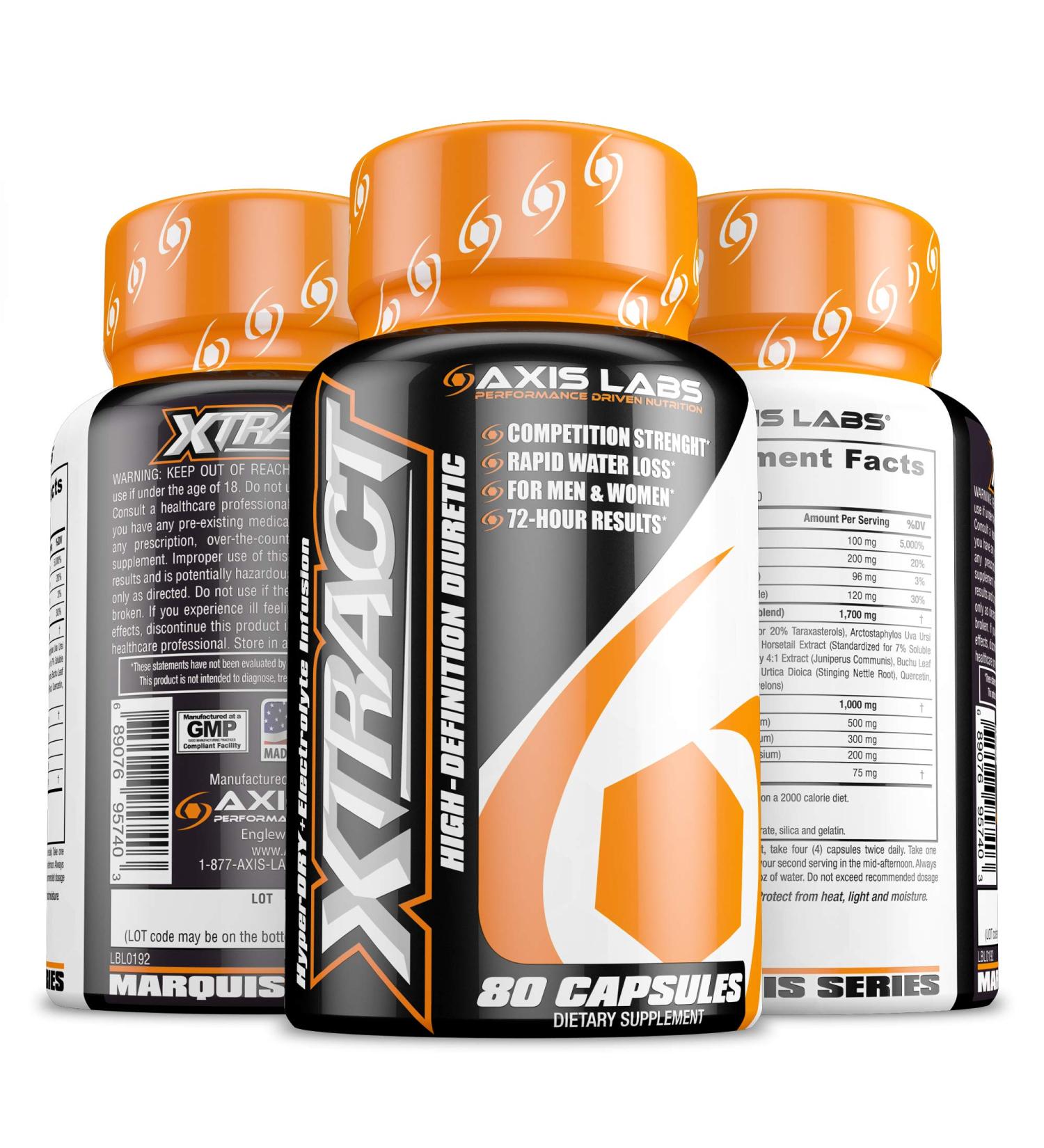 Axis Labs Xtract High-Definition Diuretic | Reduce Bloating, Promote Rapid Water Loss | Competition Strength for Men and Women | 80 Capsules - Buy Online on GoSupps.com