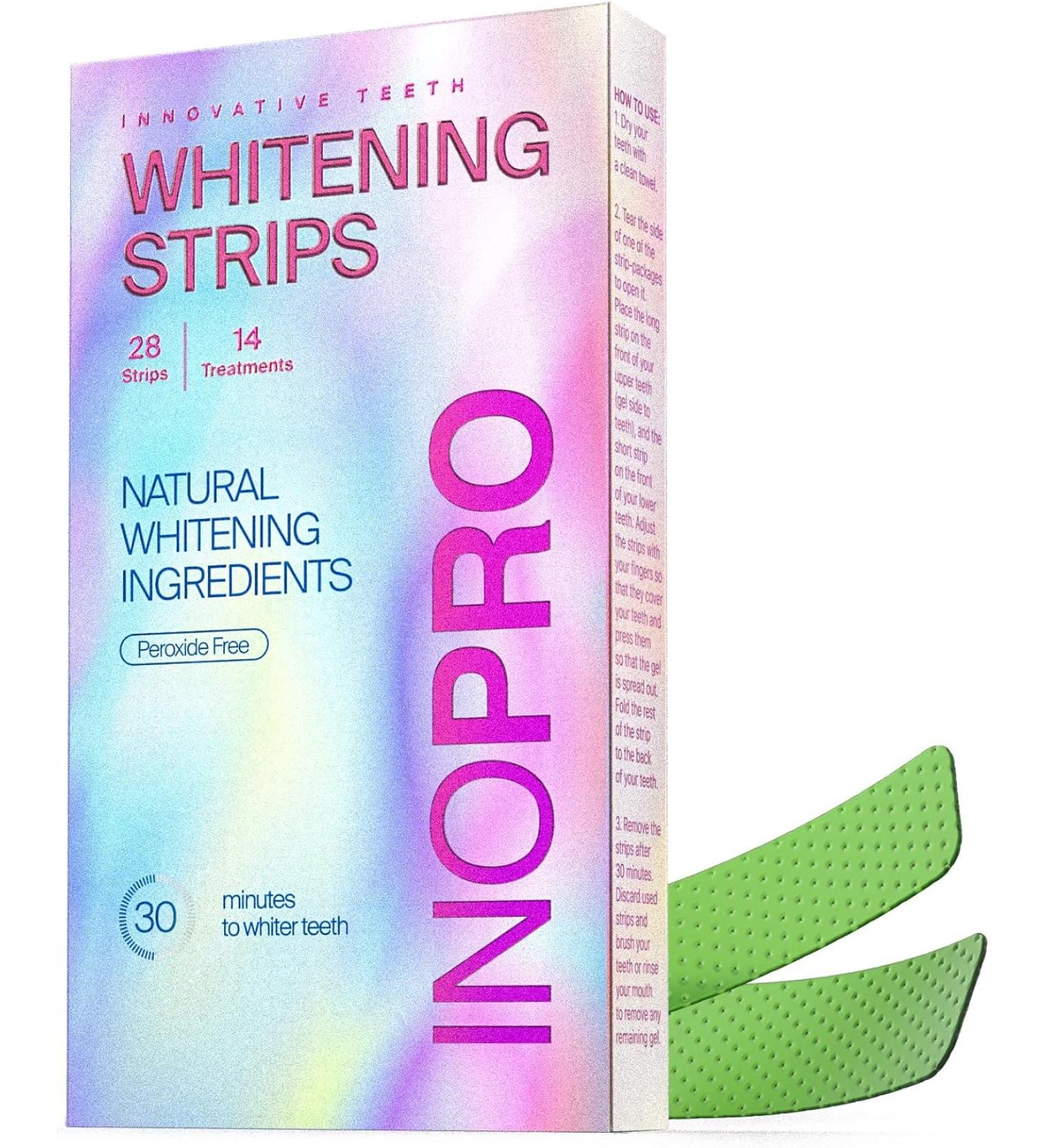 InoPro Peroxide-Free Teeth Whitening Strips - Gentle Whitening for Sensitive Teeth - Deep Stain Removal - 14 Treatments - Buy Online on GoSupps.com