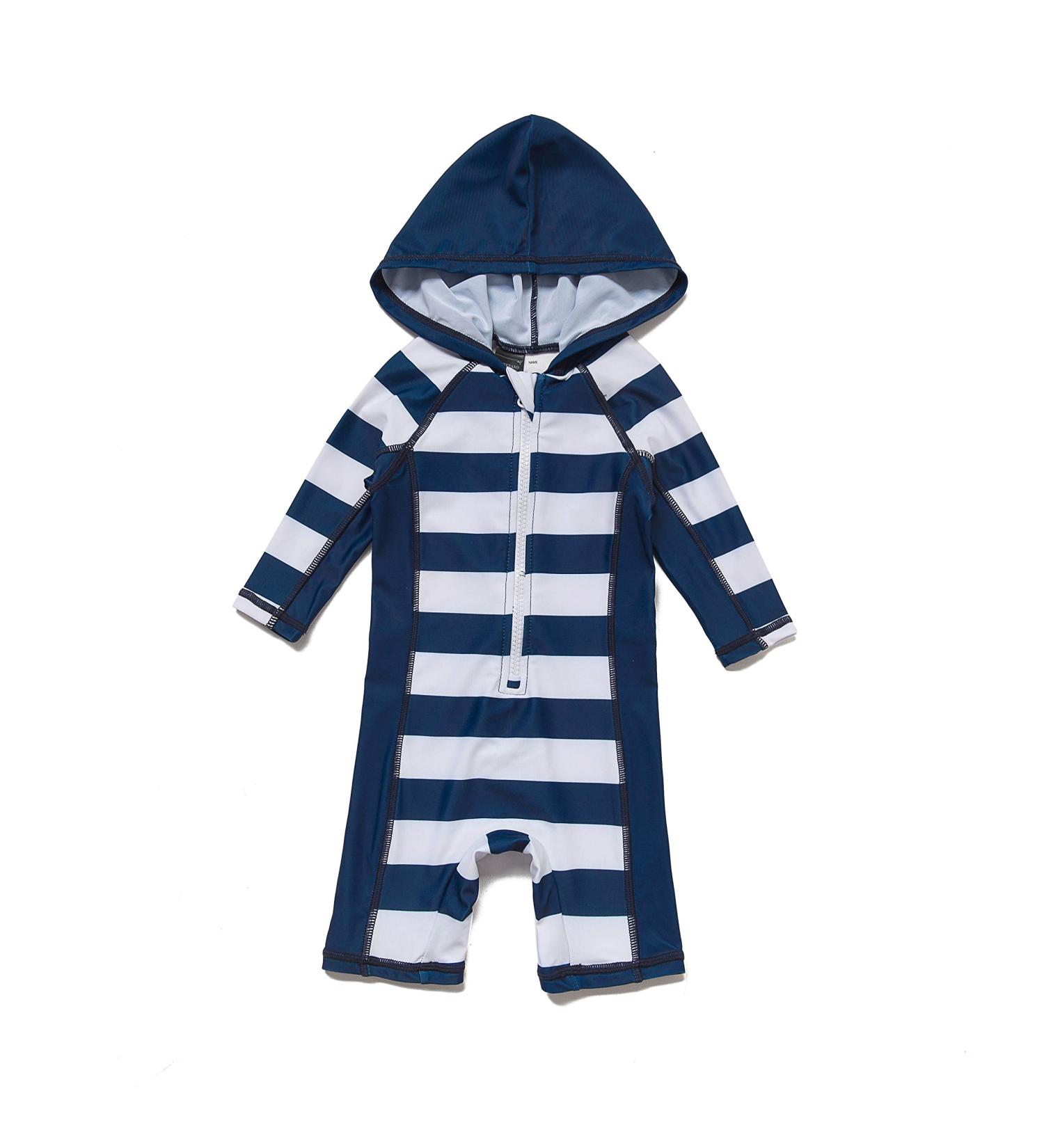 BONVERANO Baby Boys Full-Zip Hoodie Swimsuit | UPF 50+ Sun Protection | 18-24 Months - Buy Online on GoSupps.com