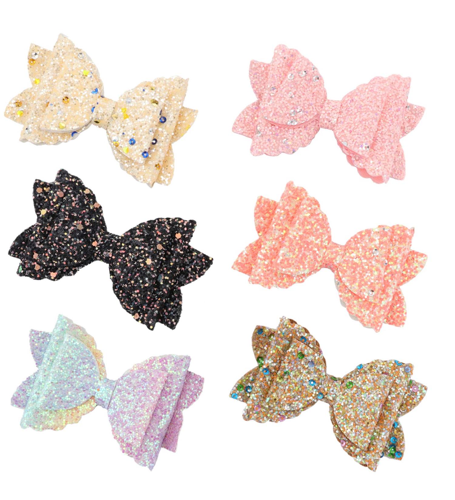 Frcolor 6-Piece Glitter Hair Loops - Colorful Double Layer Hair Accessories for Toddlers Children & Women - Cute Kawaii Bows & Clips (Random Color) - Buy Online on GoSupps.com