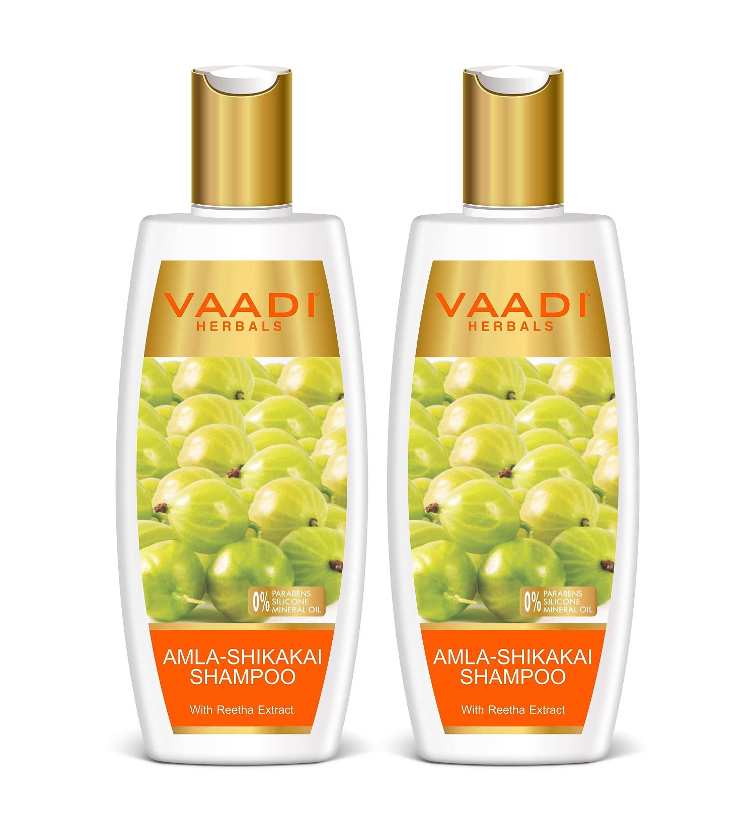 Vaadi Herbals All-Natural Herbal Shampoo - Amla for All Hair Types - Pack of 2 x 11.8 oz | International Shipping Available - Buy Online on GoSupps.com