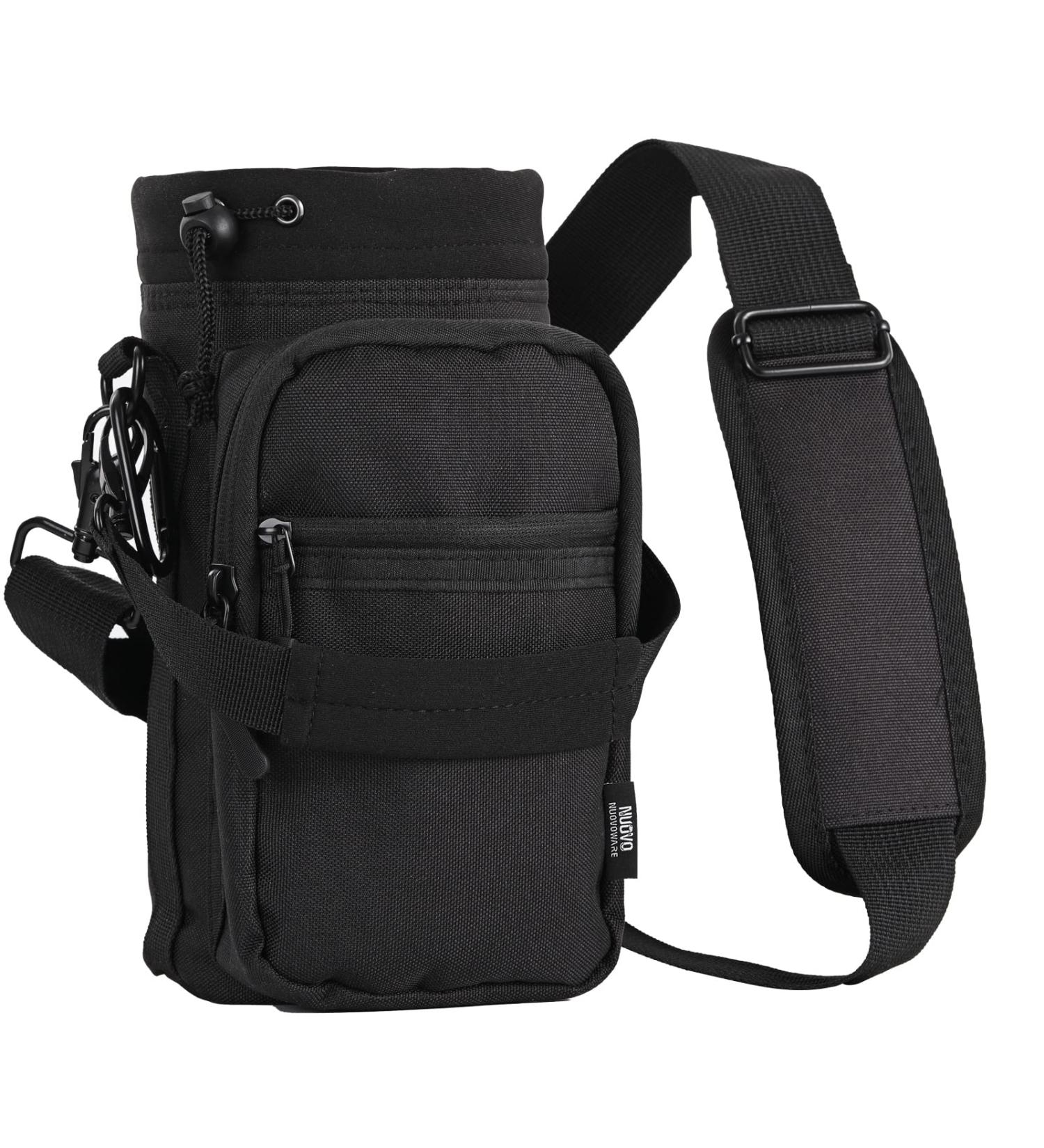Nuovoware 40oz Water Bottle Carrier with Adjustable Strap - Insulated Holder for Sports, Climbing, Hiking - Black - Buy Online on GoSupps.com